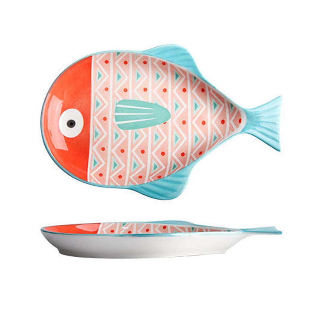 Colorful Fish Ceramic Dinner Plate - 8 Inch Ceramic Bowl for Kids, Fruit Salad, and Everyday Meals | Durable and Safe Children's Tableware for Home, Restaurants, and Parties