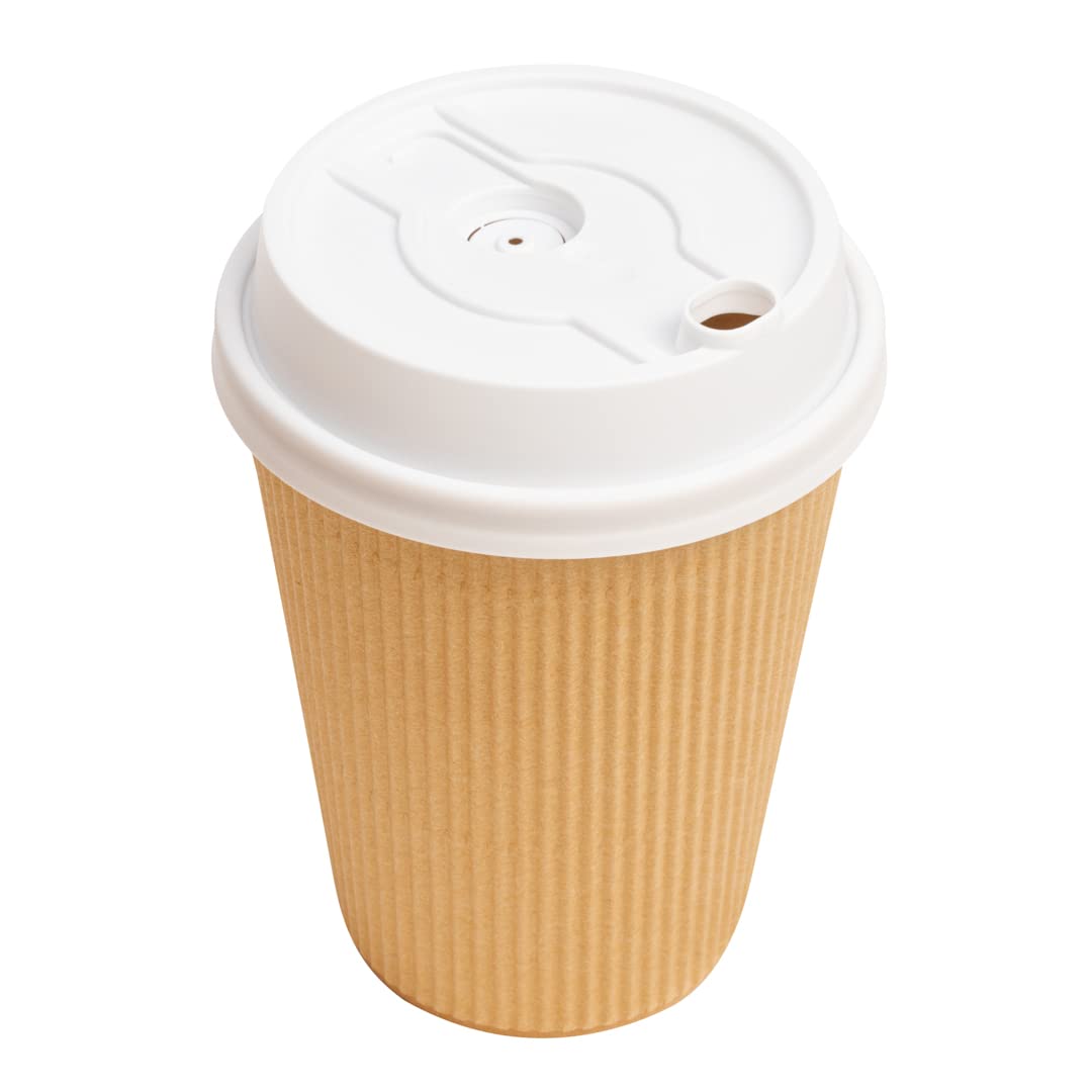 Restpresso Disposable Paper Cup Lids for 8oz 12oz 16oz 20oz Coffee Cups - 500 Pack White Plastic Hot Drink Lids with Straw Slot & Double Plug (Cups Sold Separately) - Perfect for Coffee Shops, Cafes, and Takeout Restaurants