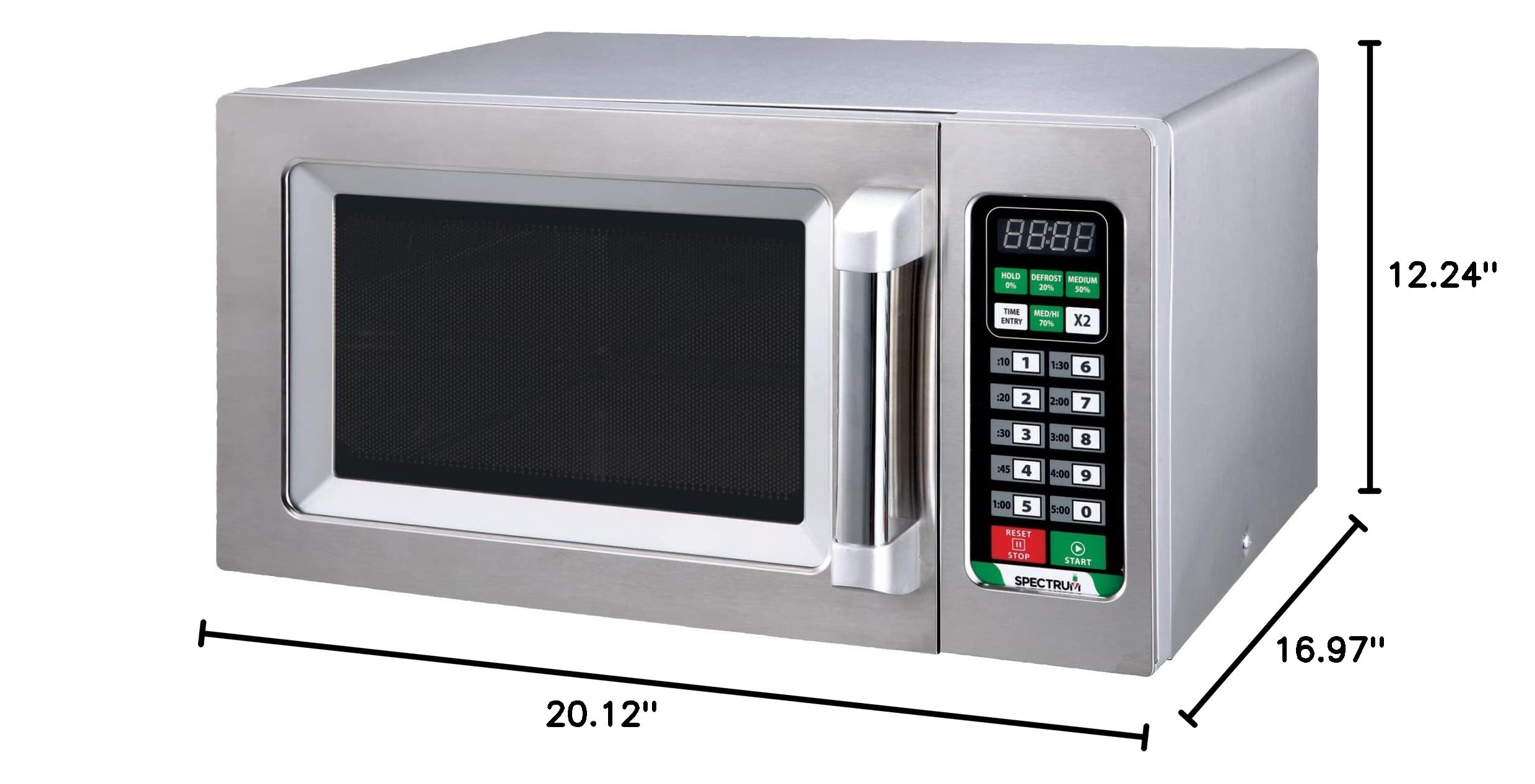 Winco EMW-1000ST 0.9 Cu Ft Commercial Microwave Oven - Stainless Steel - Heavy Duty for Restaurants, Cafes & Food Service Businesses - Fast Heating & Durable Construction
