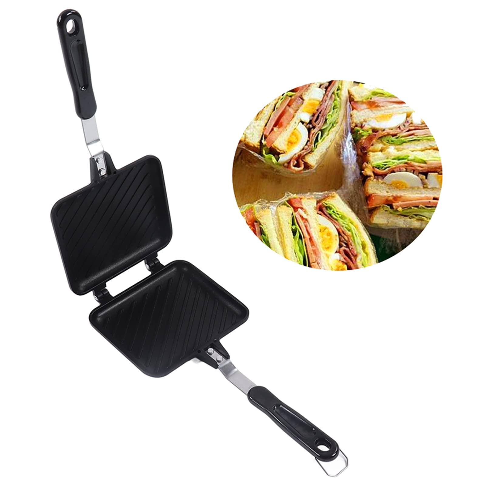 **Shipenophy Hot Sandwich Maker - Double Sided Nonstick Panini Press & Hot Dog Toaster for Breakfast - Flat Bottom Frying Pan - Perfect for Home, Office & Camping Cooking**