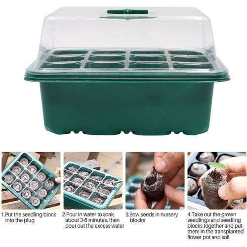 10-Pack 12-Cell Seed Starter Tray - Plant Propagation Kit for Indoor/Outdoor Gardening, Herbs, Vegetables & Flowers - Durable Nursery Grow Box for Seedlings & Plant Cloning