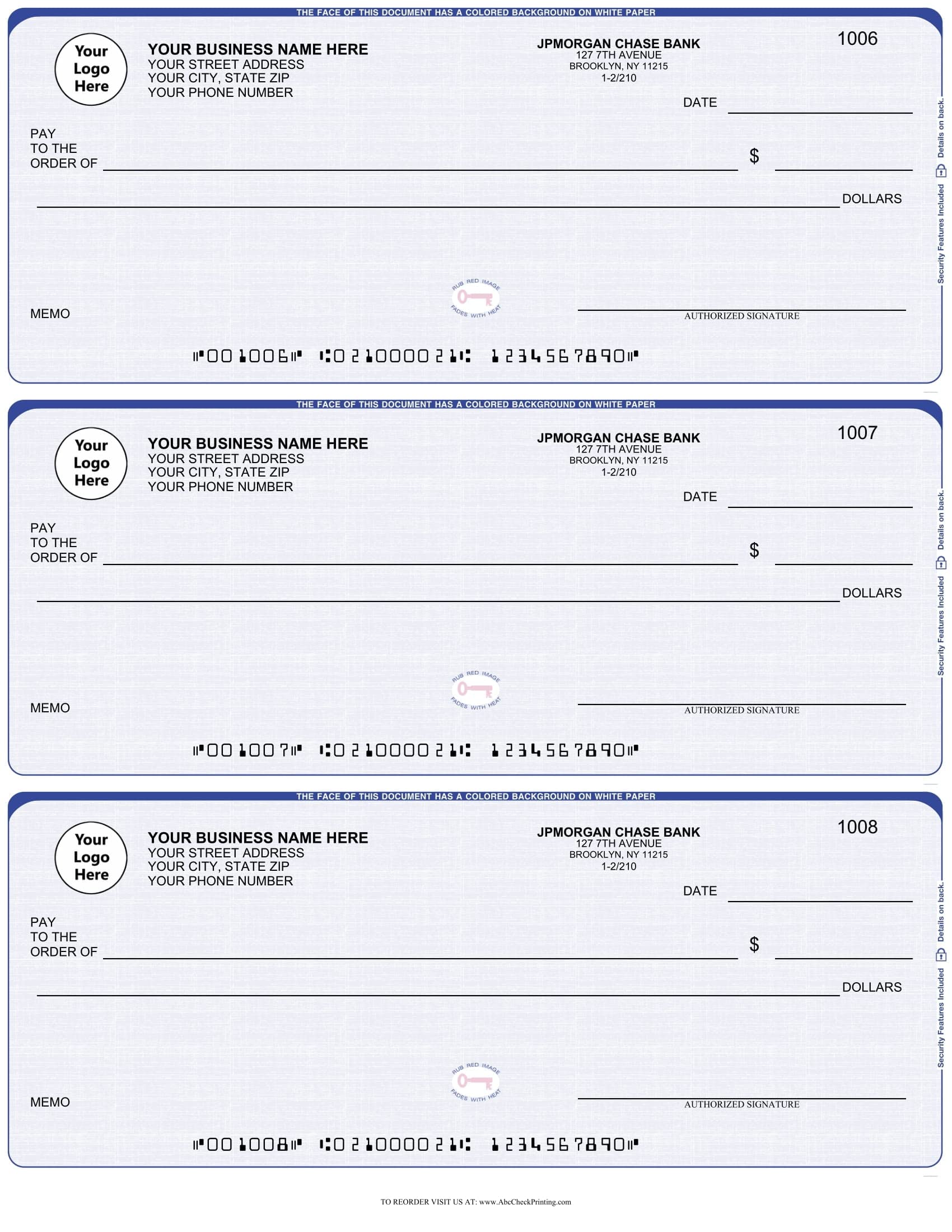 ABC Business Checks Compatible with QuickBooks - 3 Per Page, 300 Checks in Linen Blue | Perfect for Small Business Accounting & Bookkeeping