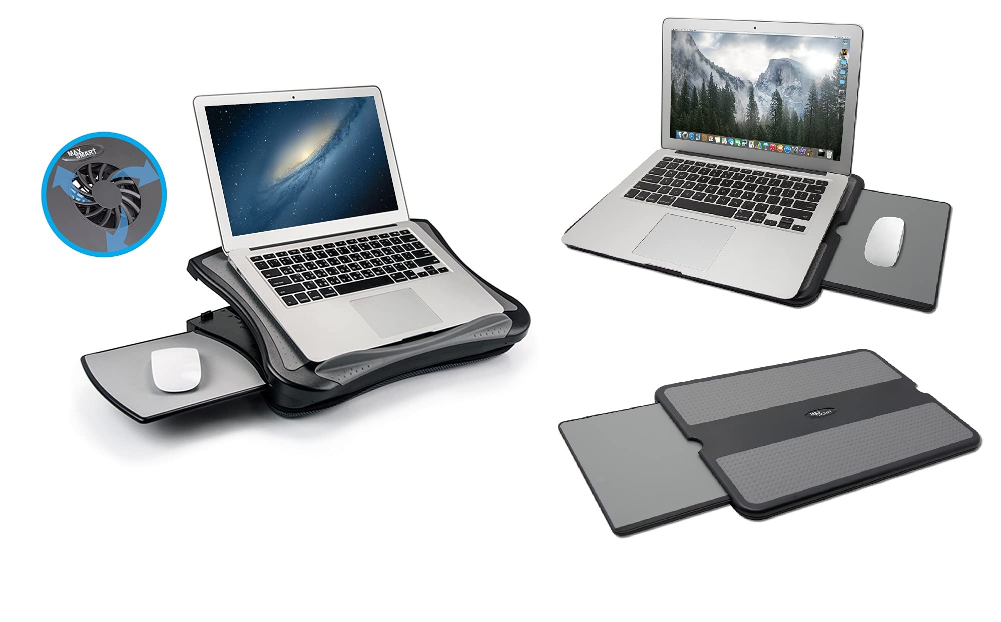 Ergonomic Portable Laptop Lap Desk with Cooling Stand & Detachable Mouse Pad - Lightweight Workstation for Home Office, Bed, Couch & Travel Use
