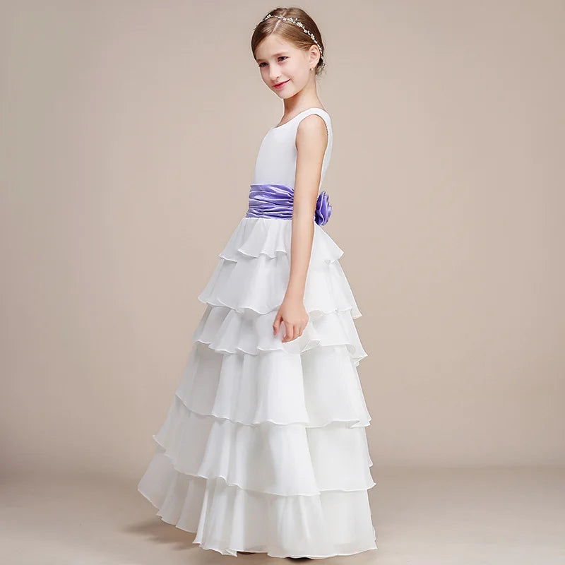 Elegant White Flower Girl Dress for Wedding, Birthday Party & Formal Princess Events - Perfect for Bridal Showers, First Communion & Special Celebrations