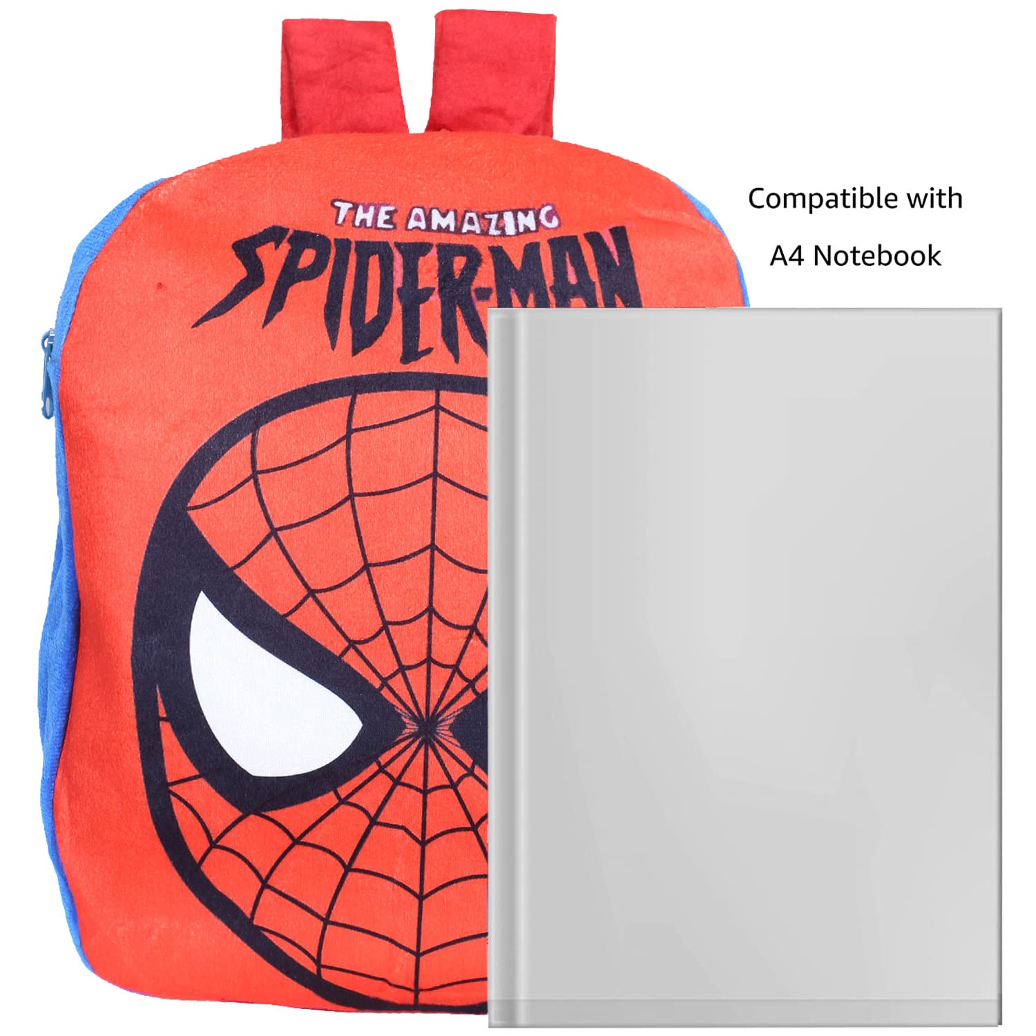 Kuber Industries Marvel The Amazing Spider-Man Velvet Backpack for Kids - 2 Compartment School Bookbag for Boys & Girls | Perfect for School, Travel & Daily Use | Red Superhero Design