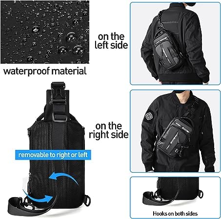 JULEX Men's Waterproof Crossbody Sling Backpack with USB Charging Port - Travel, Hiking & Daily Commute Bag for Men & Women