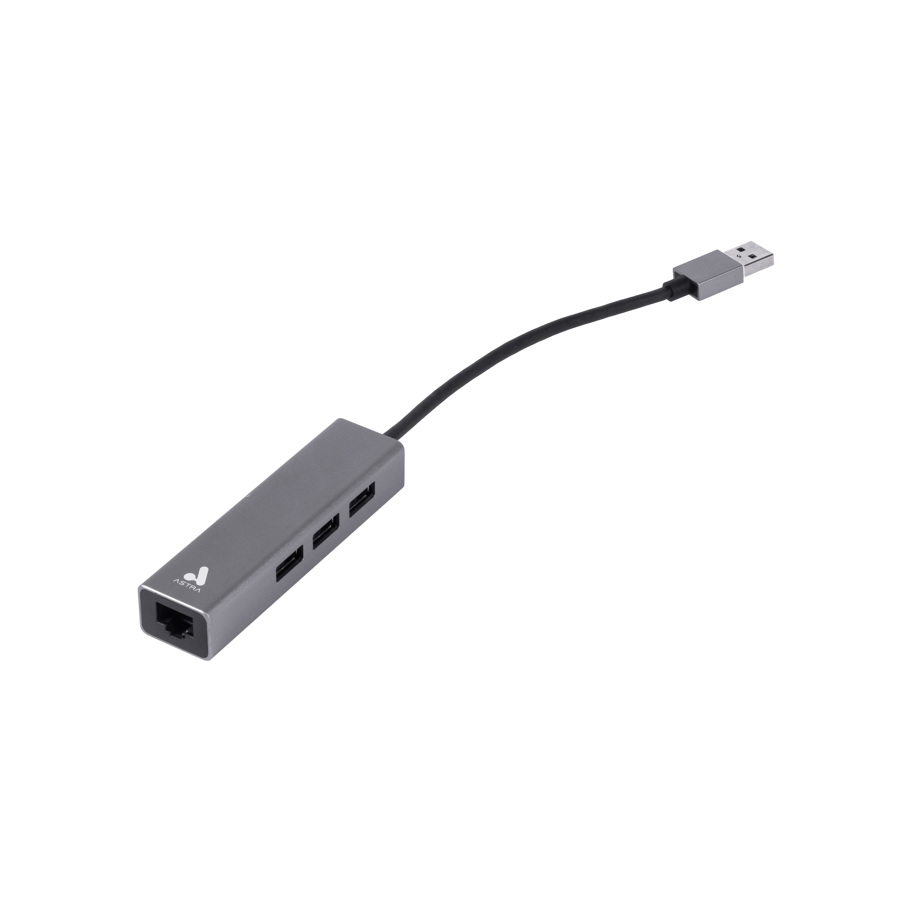 USB 3.0 to RJ45 Ethernet Adapter with 3-Port USB Hub - Silver Astra | High-Speed Internet & Charging Solution for Laptop, Desktop, Gaming & Office Use