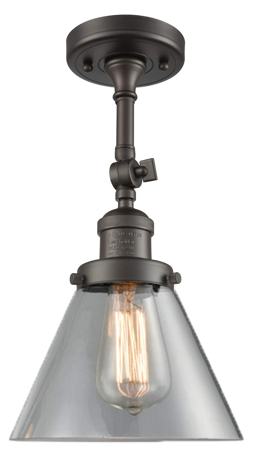 Vintage Dimmable LED Semi-Flush Mount Ceiling Light - Oil Rubbed Bronze Finish - Energy Efficient Lighting for Bedroom, Kitchen, or Dining Room