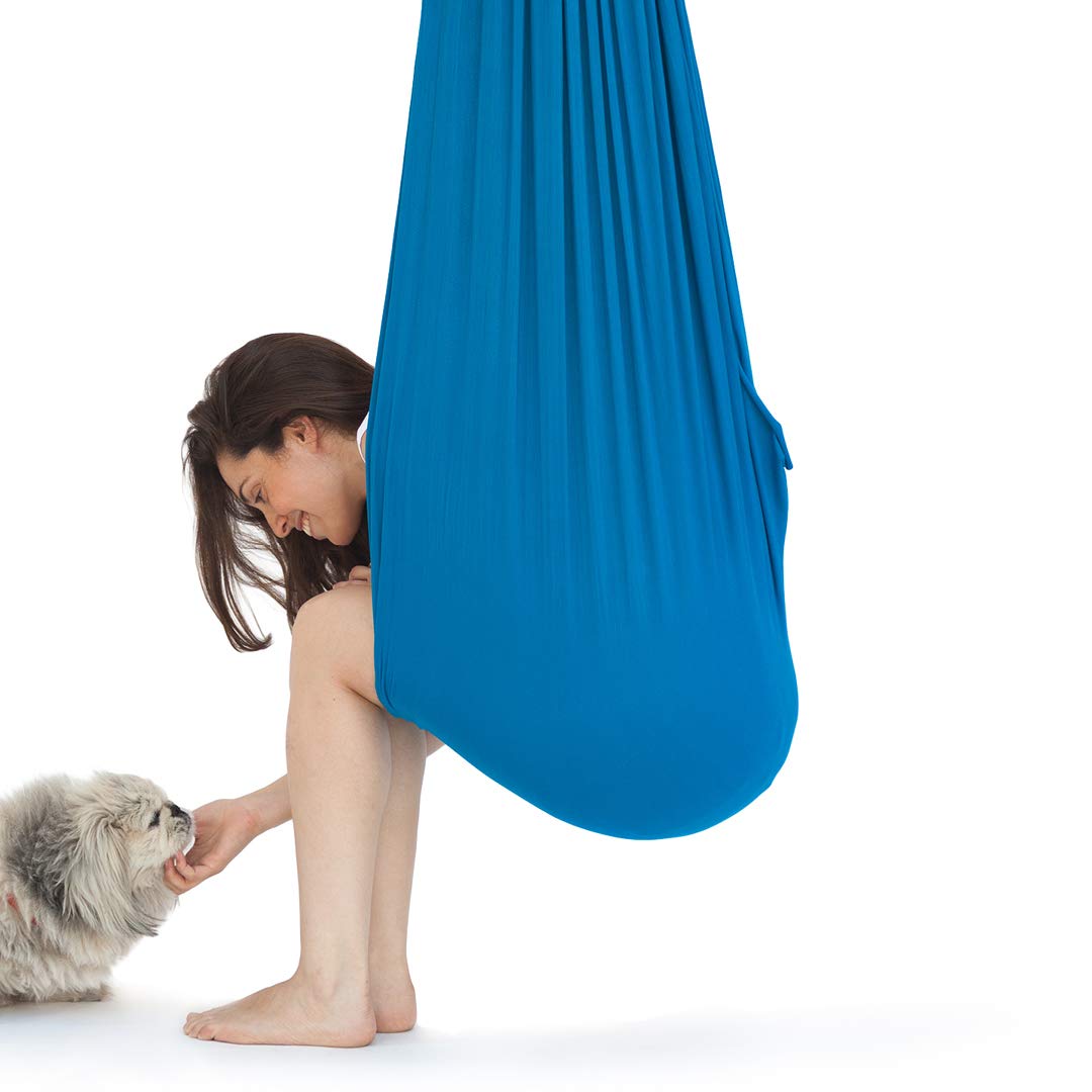 Premium Indoor Therapy Swing for Kids with Special Needs - Sensory Integration Lycra Snuggle Swing for Autism, ADHD & Aspergers | Calming Cuddle Hammock for Children (165lb Weight Limit, Light Blue) | Perfect for Sensory Rooms, Home Therapy & Relaxation Spaces