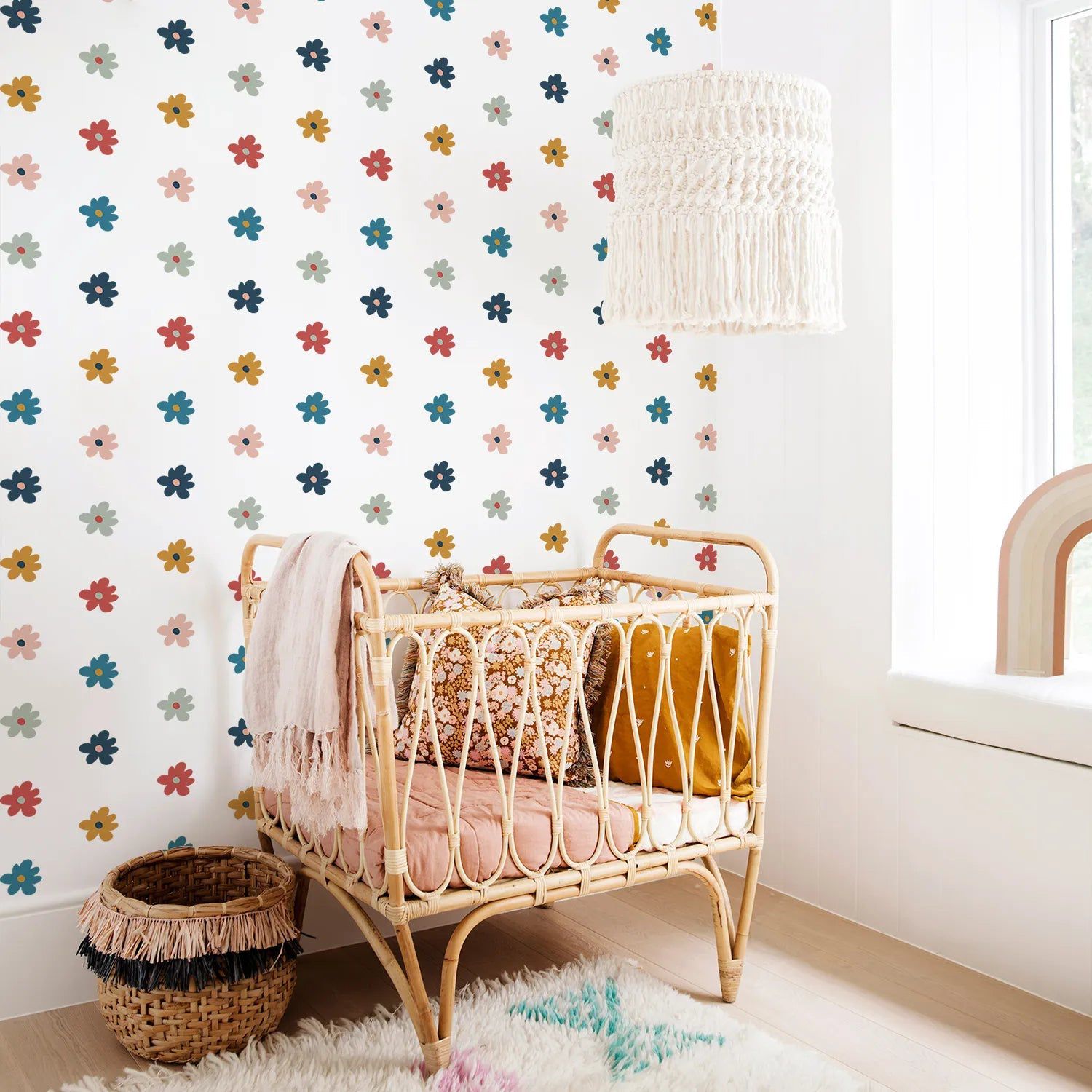 Vibrant Daisy Wall Stickers - Colorful Vinyl Decals for Nursery, Kids Room & Birthday Party Decor | Easy Peel & Stick Wall Art for Baby Girl Bedroom, Playroom & Home Decoration