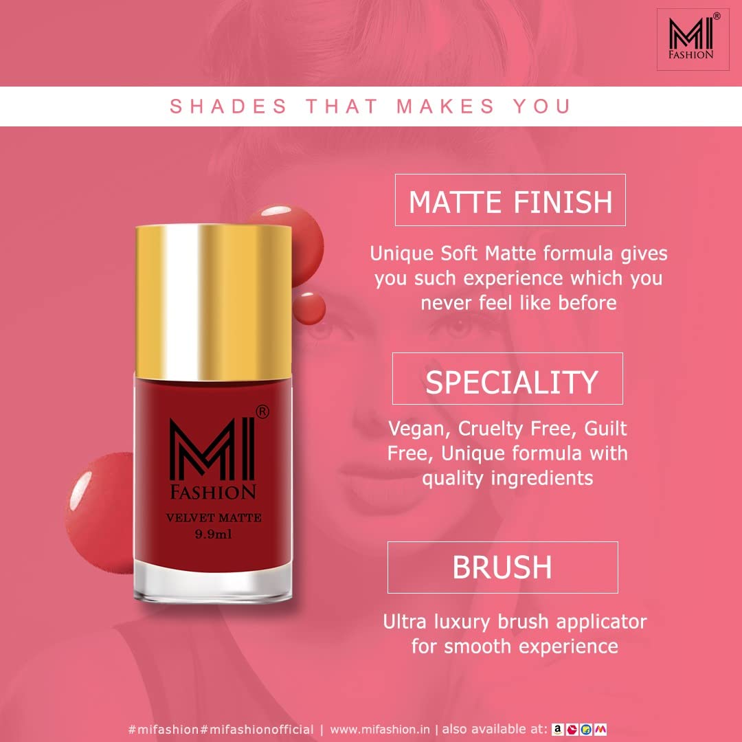 MI Fashion Matte Nail Polish Set of 2 - Long Lasting Grey & Purple Nail Polish with Wide Brush (9.9ml Each) | Perfect for Fall Winter Manicures & Professional Salon Use