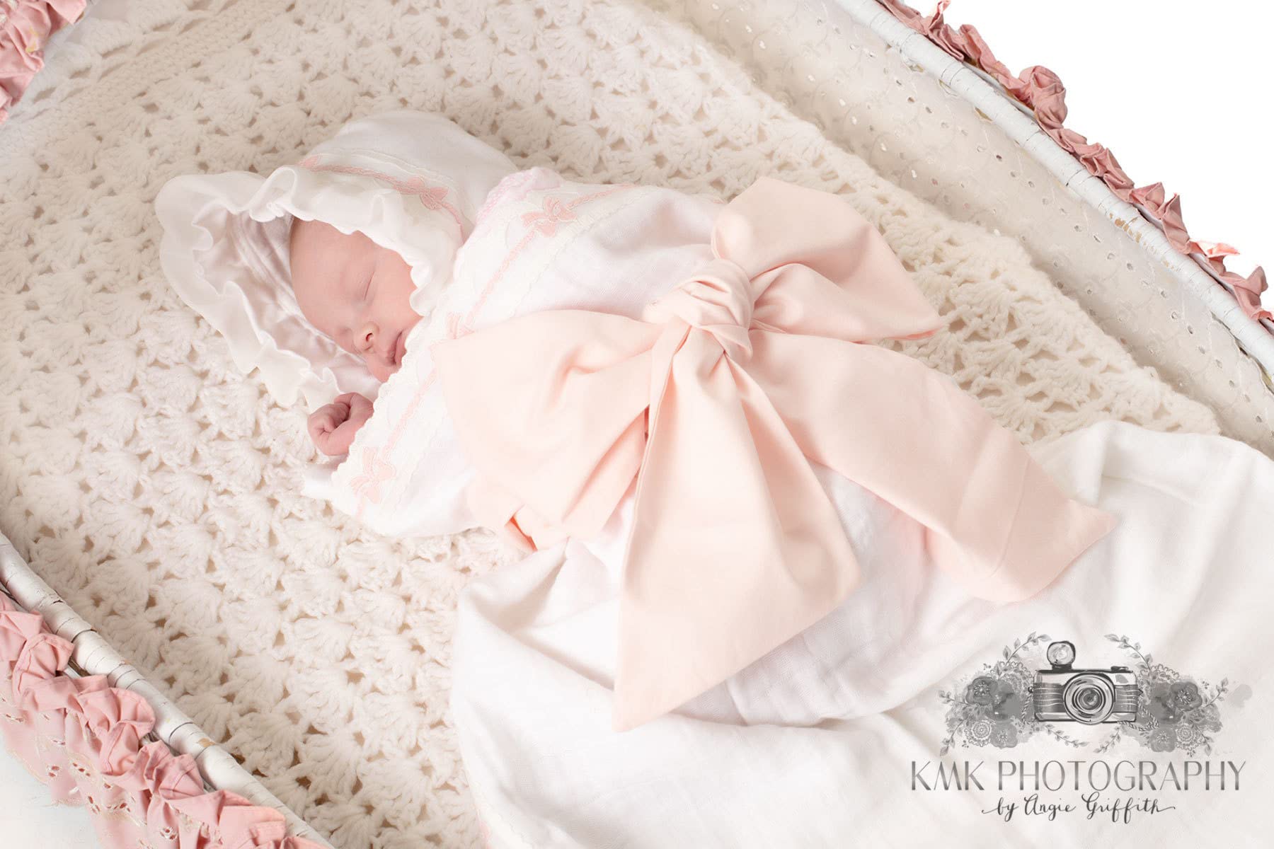 Premium Baby Girl Blanket - Heirloom Quality 100% Cotton Receiving Blanket - Handmade in USA (30