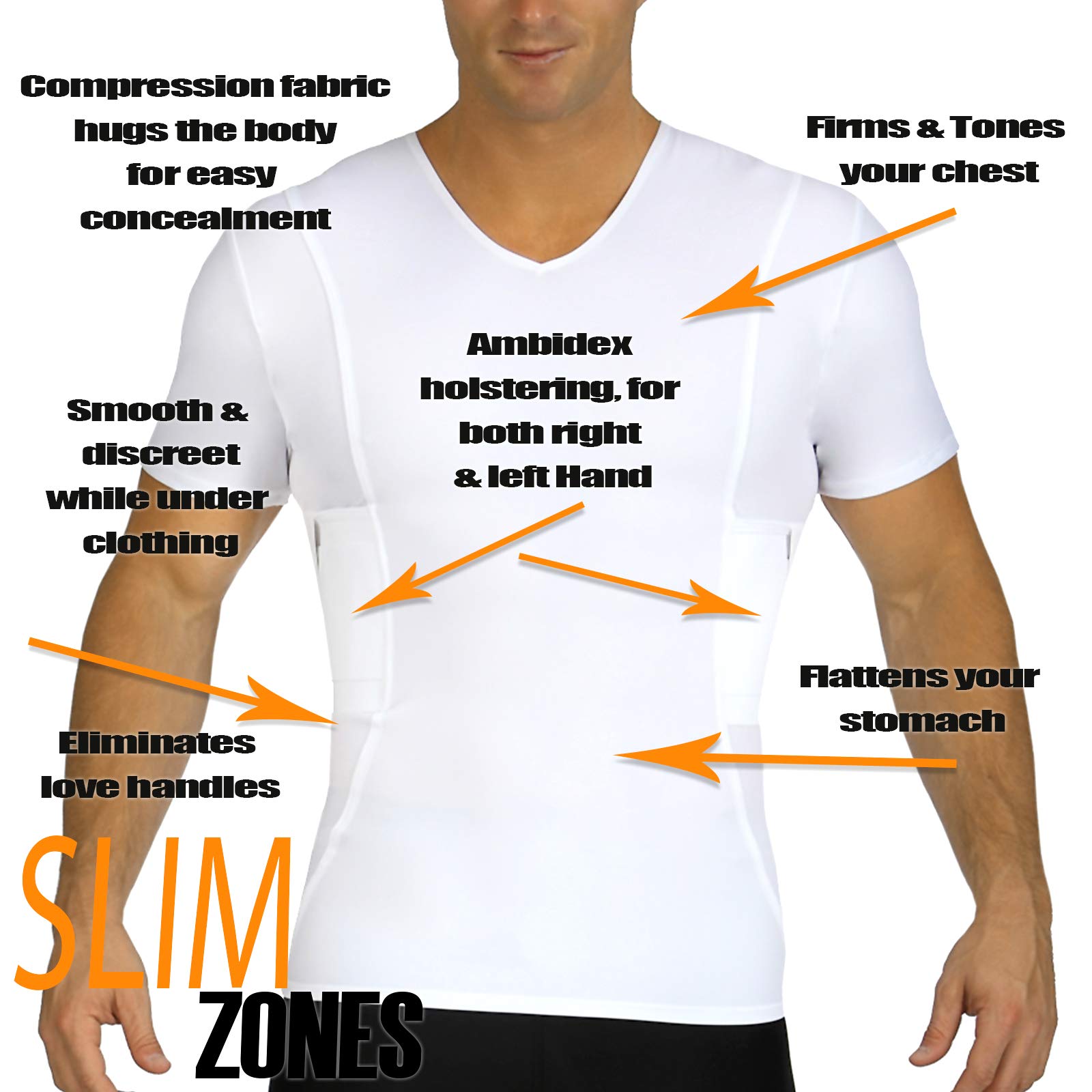 Concealment Compression V-Neck Shirt with Built-in Holster - Tactical Undershirt for CCW, Daily Training & Home Defense - Comfortable Base Layer for Men (MGV017) | Ideal for Gym, Outdoor Activities & Personal Protection