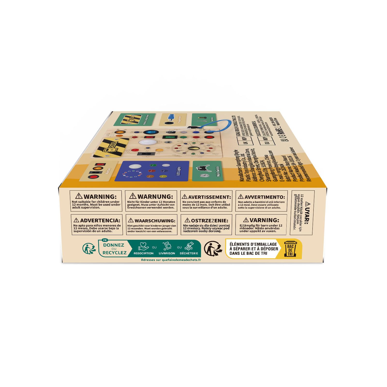 Montessori Busy Board for Toddlers 1-3 Years - Wooden Sensory Travel Toy, Educational Learning Activity Board - Perfect Gift for 1+ Year Old Boys & Girls (Busy Board Plus V2, Medium, Yellow) - Ideal for Airplane Travel, Car Rides & Home Playtime