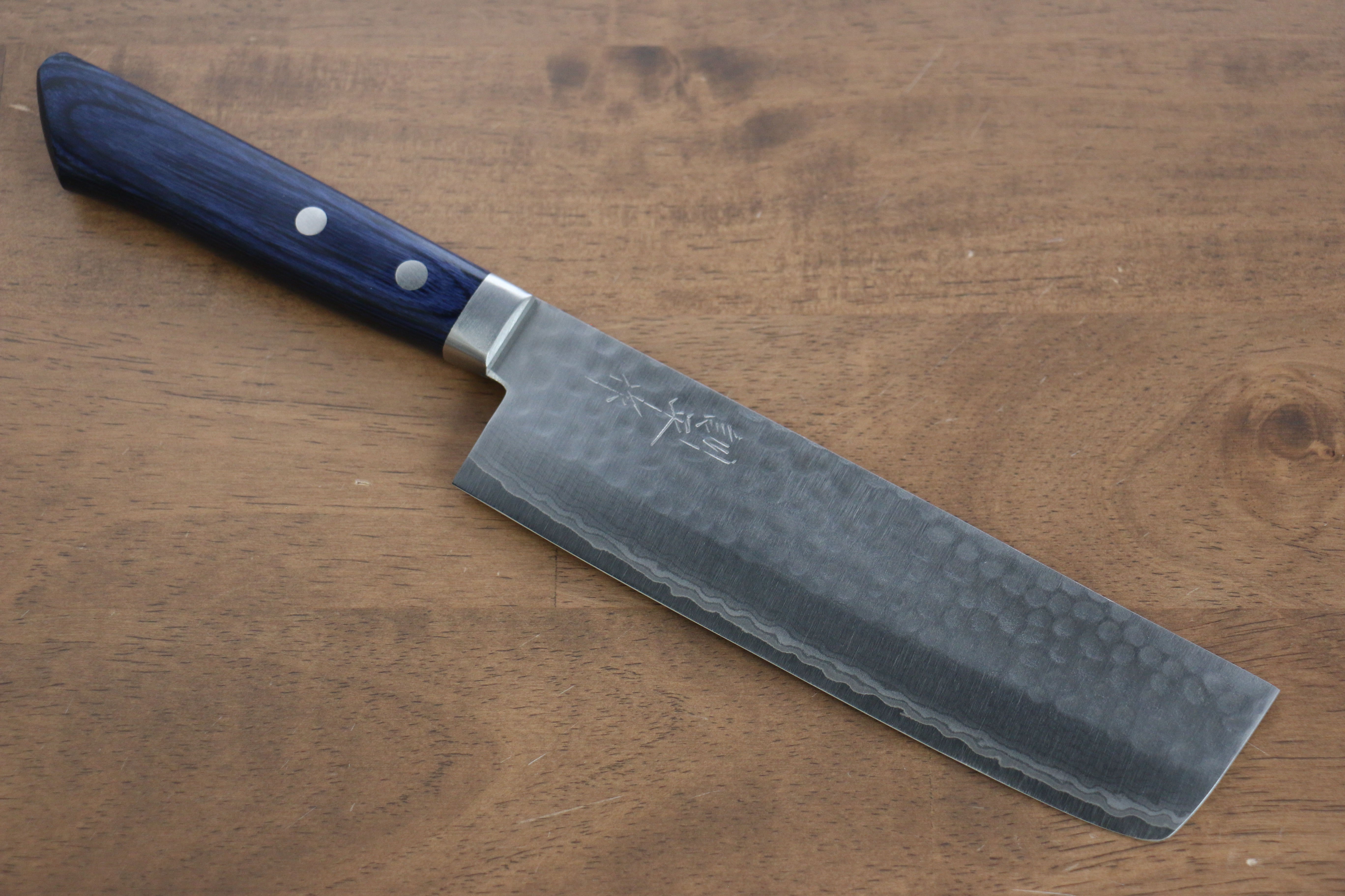 Premium Kunihira Kokuryu VG10 Hammered Usuba Knife 165mm - Japanese Blue Pakka Wood Handle - Professional Chef Knife for Sushi, Vegetables & Precision Cutting