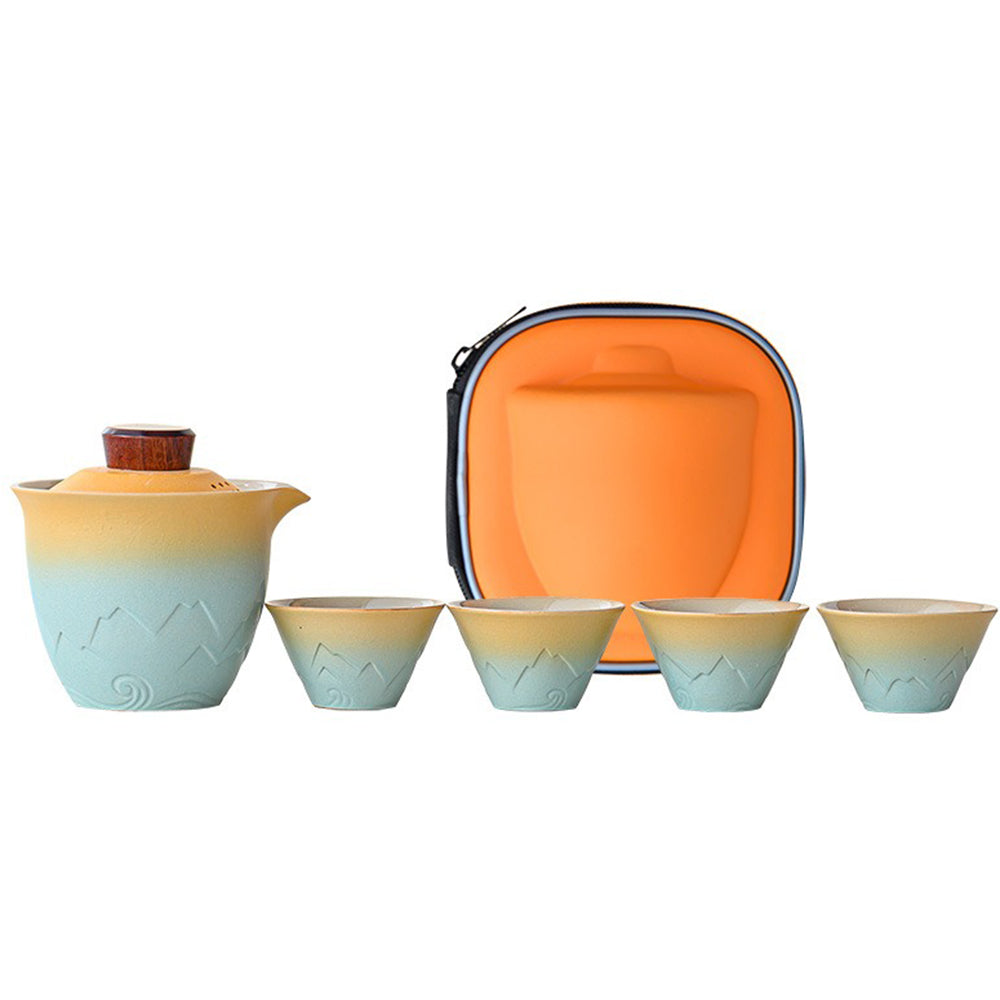 Premium Chinese Travel Tea Set - Portable Ceramic Tea Cup & Infuser for Camping, Hiking, and Outdoor Adventures