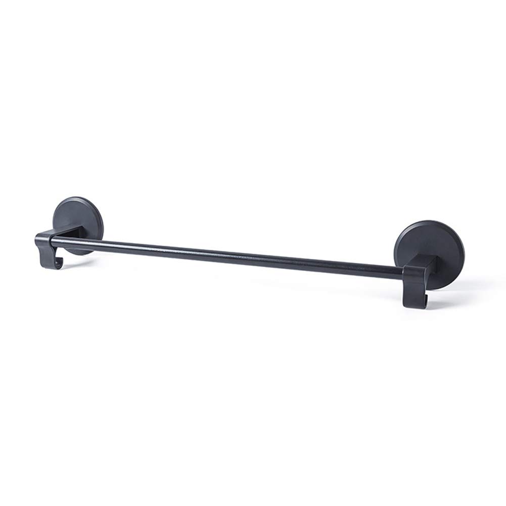 No-Drill 18.3-Inch Self-Adhesive Bathroom Towel Bar - Wall Mounted Black Towel Rack Holder for Bath, Kitchen & Dorm Room - Easy Installation, Strong Hold