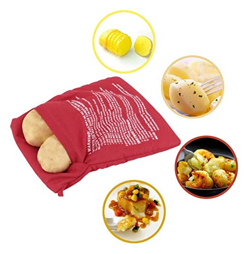 4 Pack Reusable Microwave Potato Bags for Baking & Cooking - Quick 4 Minute Perfectly Baked Potatoes - Ideal for Kitchens, Camping & Quick Meals