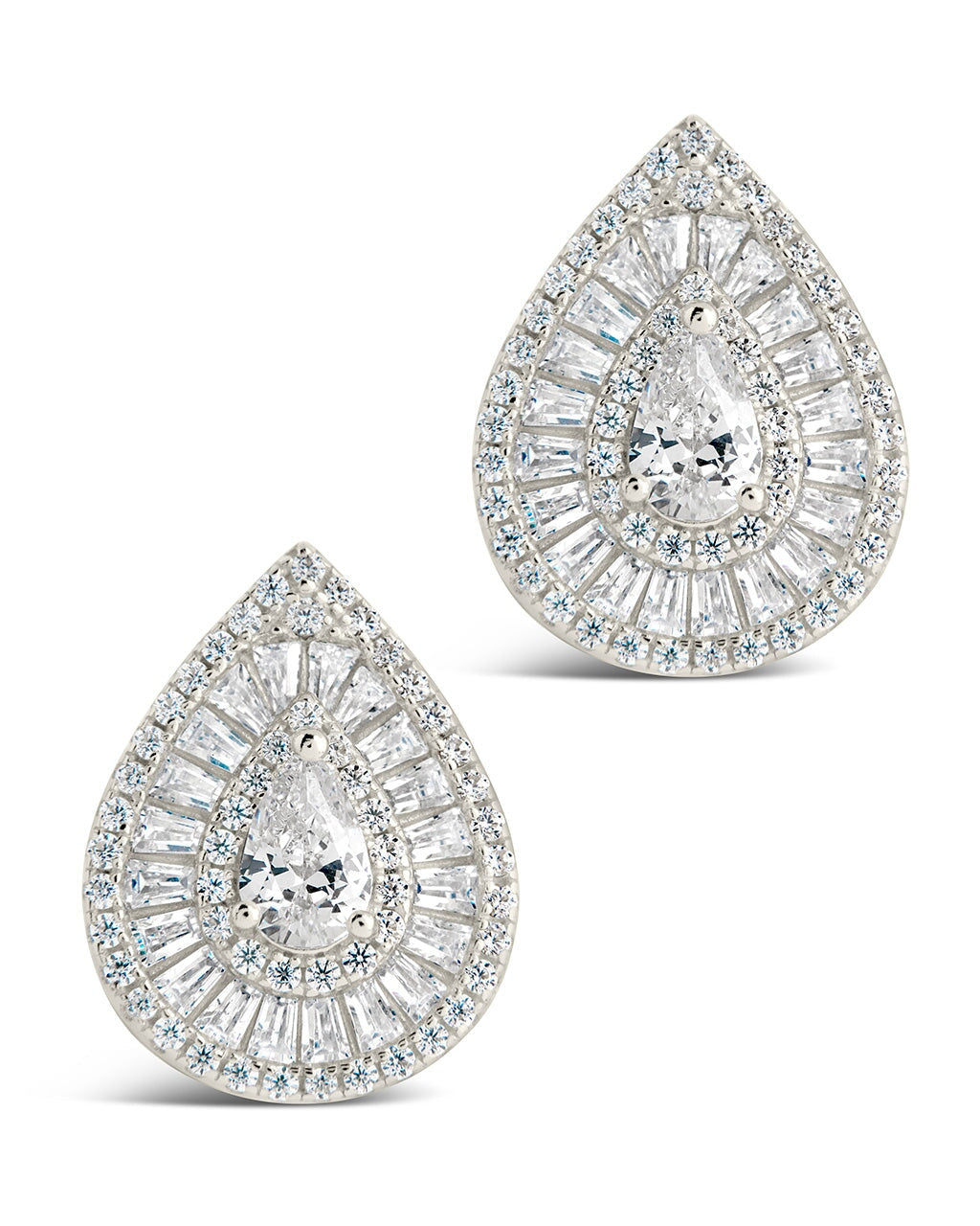 Scarlett CZ Teardrop Stud Earrings for Women - 925 Sterling Silver Cubic Zirconia Dangle Earrings - Elegant Jewelry for Party, Wedding & Everyday Wear