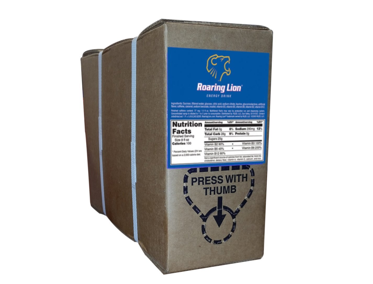 Roaring Lion Energy Drink Syrup Concentrate (1 Gallon Bag-in-Box) - Makes 6 Gallons - Compatible with Bar Guns, Soda Fountains & Home Beverage Dispensers - Perfect for Restaurants, Bars, Cafes & Home Use