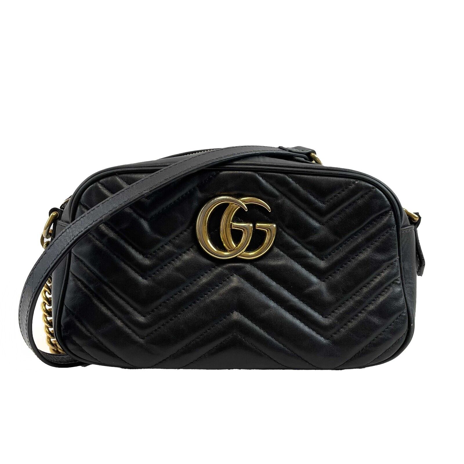 GUCCI GG Marmont Small Matelasse Calfskin Chain Crossbody Bag - Stylish Shoulder Purse for Women, Perfect for Date Night & Evening Events