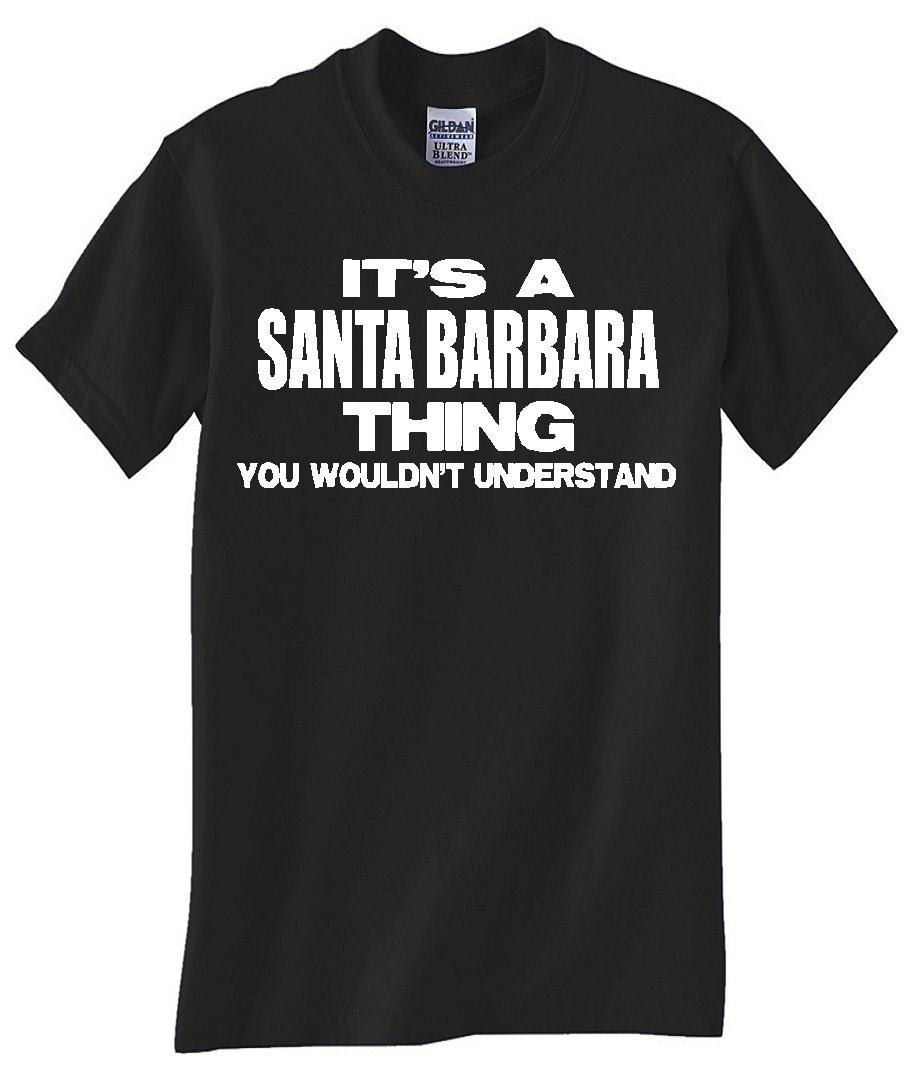 STUFF WITH ATTITUDE Santa Barbara Graphic Black T-Shirt for Men & Women - Casual Streetwear, Beach Vacation, and Holiday Gift
