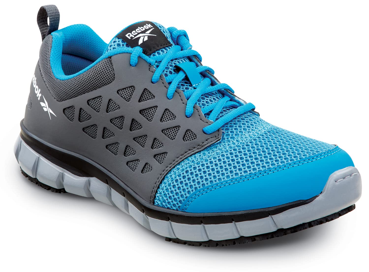 **Reebok Men's Sublite Cushion Work Shoes - Athletic Style, Slip-Resistant MaxTrax Outsole, Soft Toe for Comfort & Safety - Ideal for Construction, Warehouse & Industrial Work**