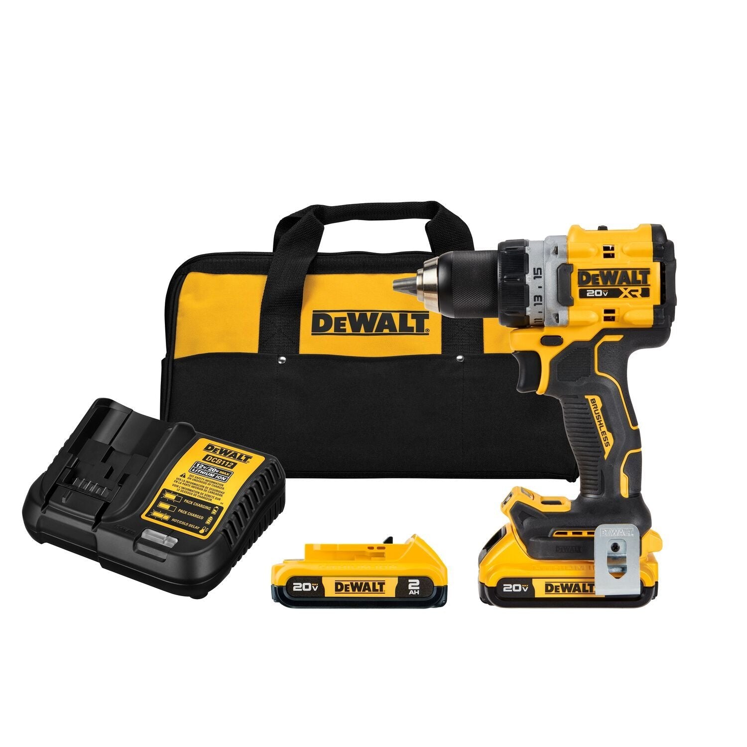 DEWALT DCD800D2 20V MAX XR Brushless Cordless 1/2 Inch Drill/Driver Kit with Battery & Charger - Perfect for DIY Projects, Home Repairs, and Professional Construction Work