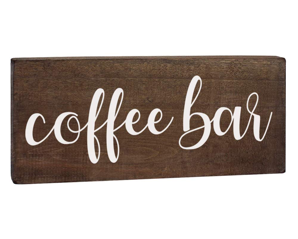 Farmhouse Coffee Bar Sign - Rustic Wood Plaque for Kitchen Decor