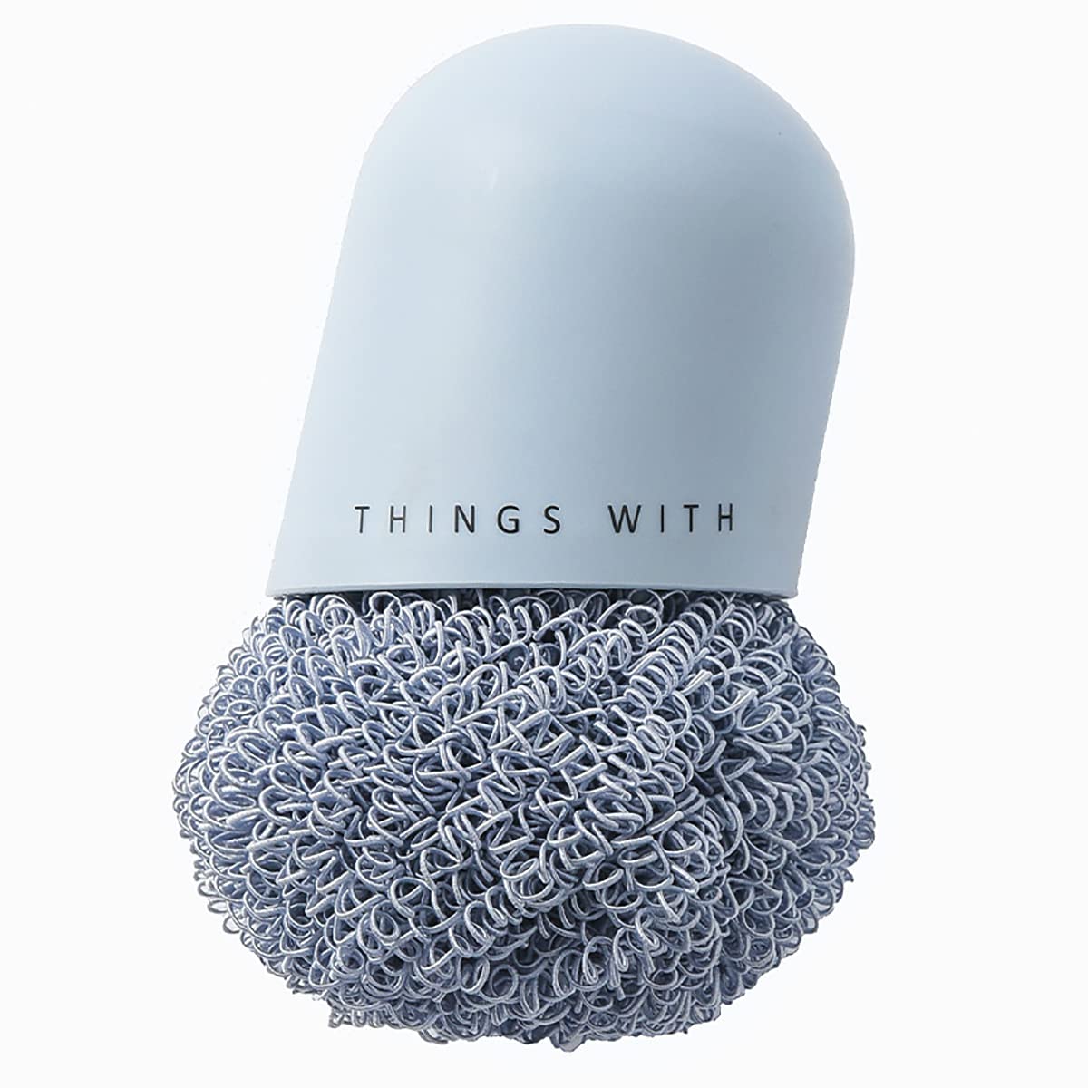 Stainless Steel Pot Scrubber with Handle - Non-Scratch Kitchen Brush for Pans & Dishes - Dishwashing & Sink Cleaning Tool (Blue)