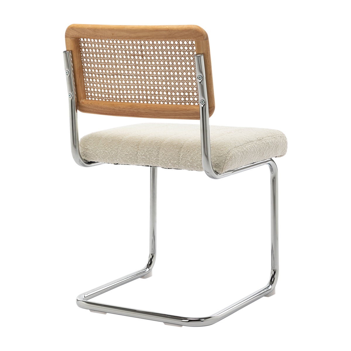 Blake Rattan Boucle Dining Chair - Modern Woven Rattan Accent Chair for Kitchen, Dining Room, or Breakfast Nook - Comfortable & Stylish Seating for Home Decor