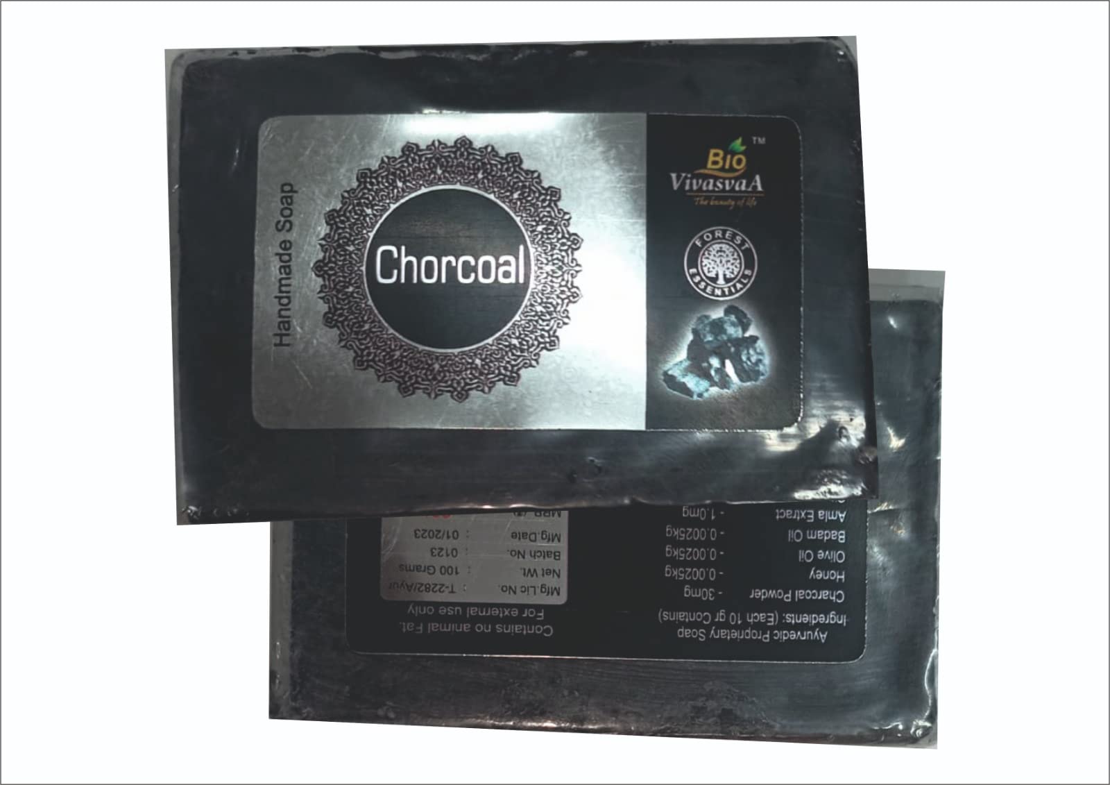 Bio Vivasvaa Activated Charcoal Soap - 100g (Pack of 6) | Natural Handmade Soap for Blackheads & Acne Treatment | Deep Cleansing & Detoxifying Face & Body Wash | Perfect for Oily & Problem Skin Care Routine