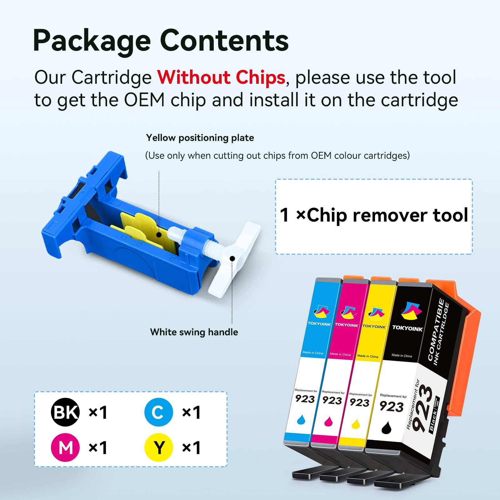 TOKYOINK 923 Ink Cartridges Combo Pack (4 Pack) - Replacement for HP 923 Ink Cartridges - Compatible with OfficeJet 8122e, Pro 8135e, 8138e, 8139e Printers - High-Quality Printer Ink for Home & Office Use