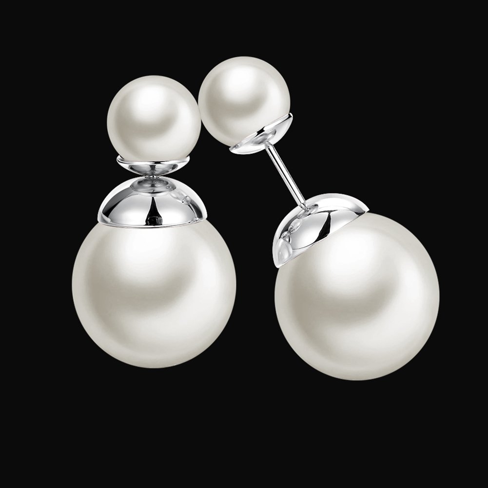 Elegant Double Sided Pearl Earrings for Women - Perfect for Work & Parties
