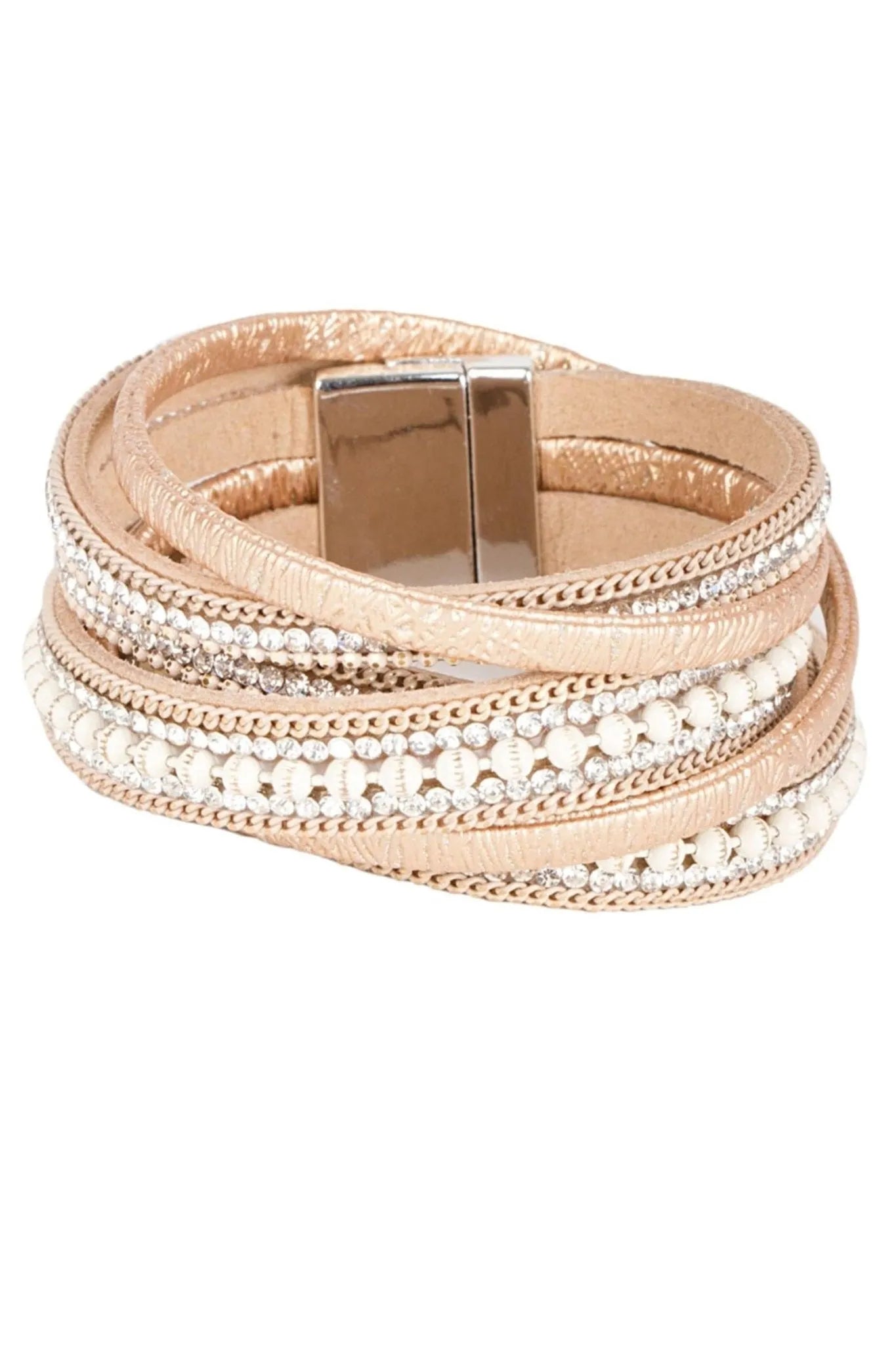 Hilton Double Wrap Bracelet for Women - Adjustable Leather Wristband with Beaded Accents - Perfect for Casual Wear, Office & Special Occasions