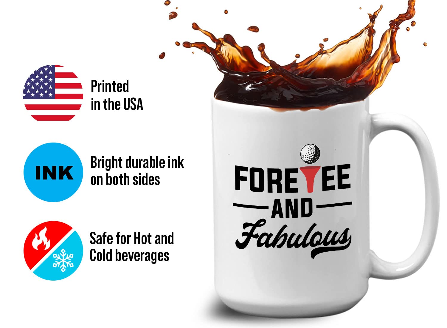 Bubble Hugs 15oz White Golf Coffee Mug - Insulated Travel Mug for Golf Lovers, Perfect Gift for Dad, Father, Papa & Coach - Great for Golf Courses, Office & Home Use