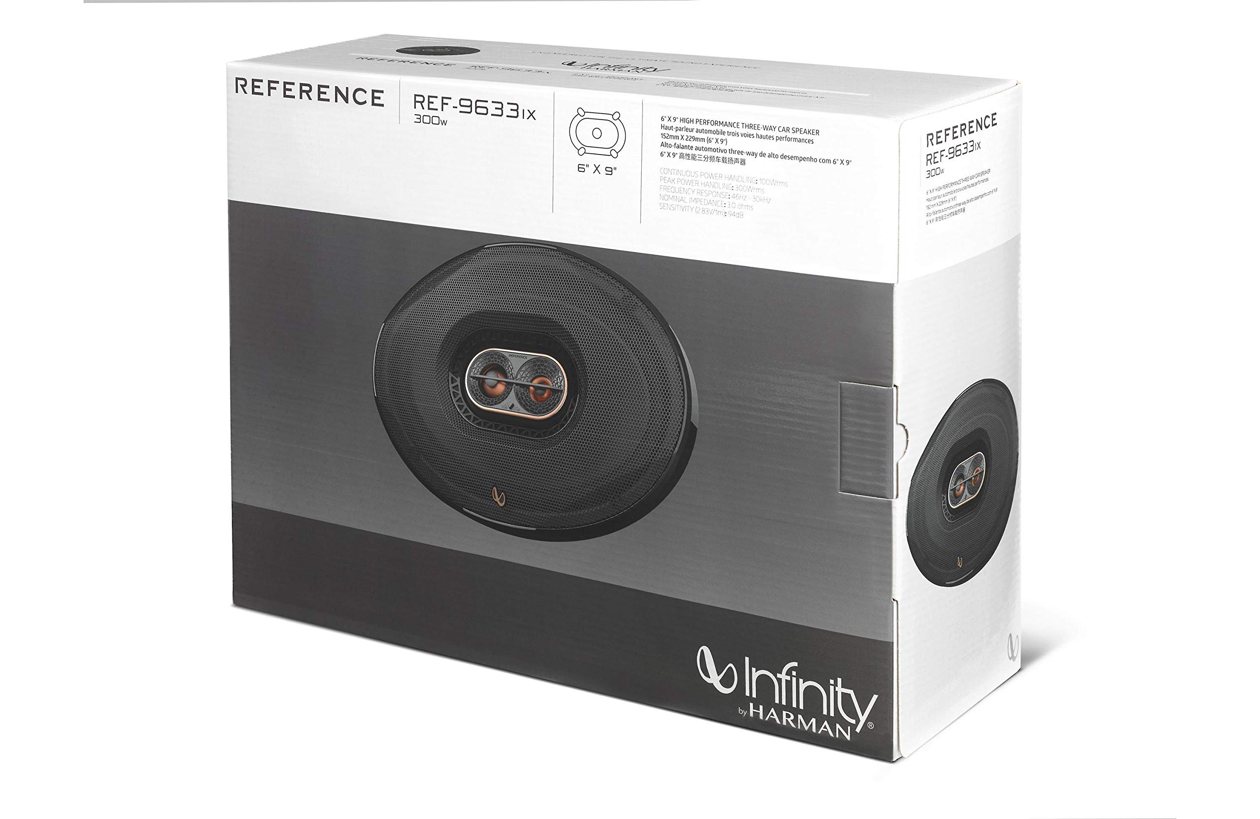 Infinity Reference REF-9633IX 6x9 Inch 3-Way Coaxial Car Speakers - 300 Watts Peak Power (100W RMS) - High-Performance Audio for Cars, Trucks & SUVs - Perfect for Upgrading Your Vehicle Sound System