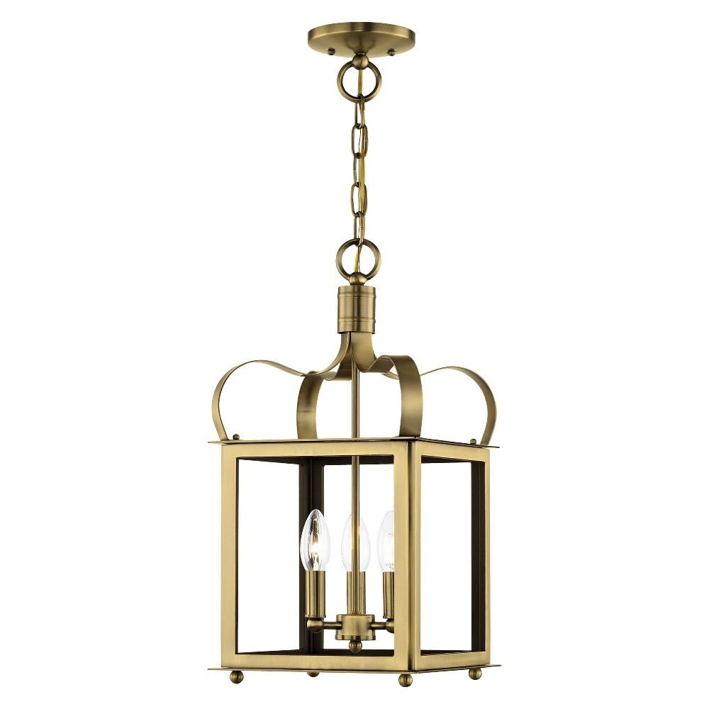 Livex Lighting 4313-91 Garfield 3-Light Convertible Hanging Lantern/Ceiling Fixture, Brushed Nickel 10