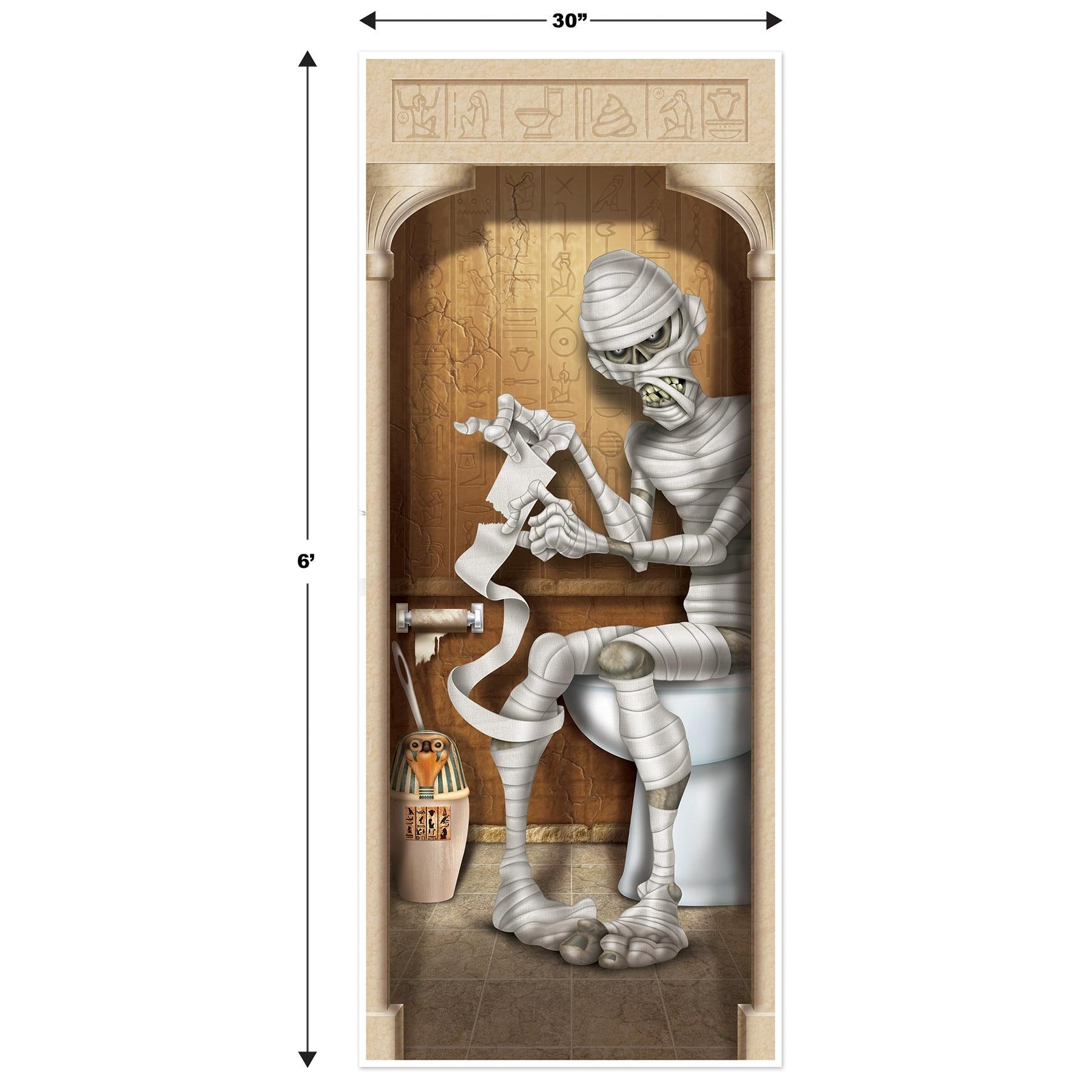 12 Pack Beistle Halloween Mummy Restroom Door Cover - Spooky Bathroom Decor for Halloween Party, Haunted House & Trick or Treat Decorations