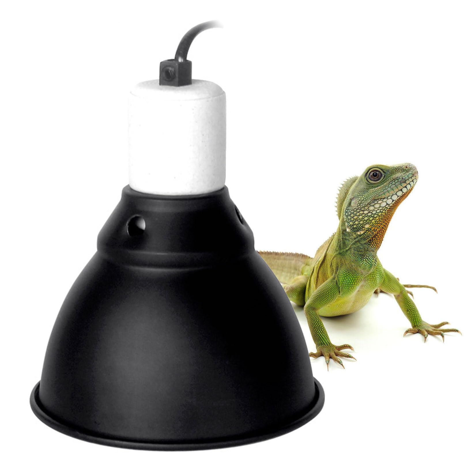 BNOSDM 5.5 Inch Reptile Heat Lamp Fixture - Shallow Dome UVB UVA Bulb Holder for Basking & Optical Reflection - Ideal for Reptile Tanks, Terrariums & Amphibian Habitats (Perfect for Lizards, Turtles & Snakes)