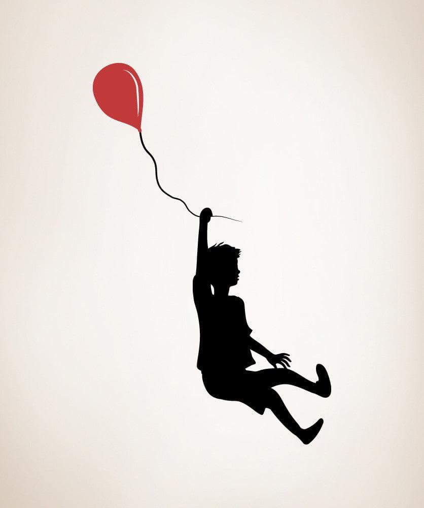 Vinyl Wall Decal Sticker - Playful Boy with Balloon Design #OS_MB347 - Perfect for Kids Room Decor & Nursery Wall Art