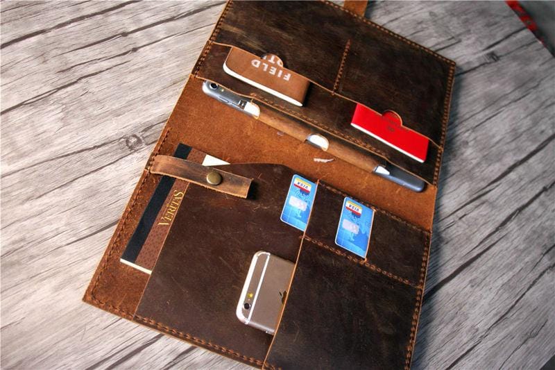 Custom Engraved Leather iPad Case - Premium Protective Sleeve for iPad Pro/Air/Mini - Perfect for Business, Travel & Home Office Use