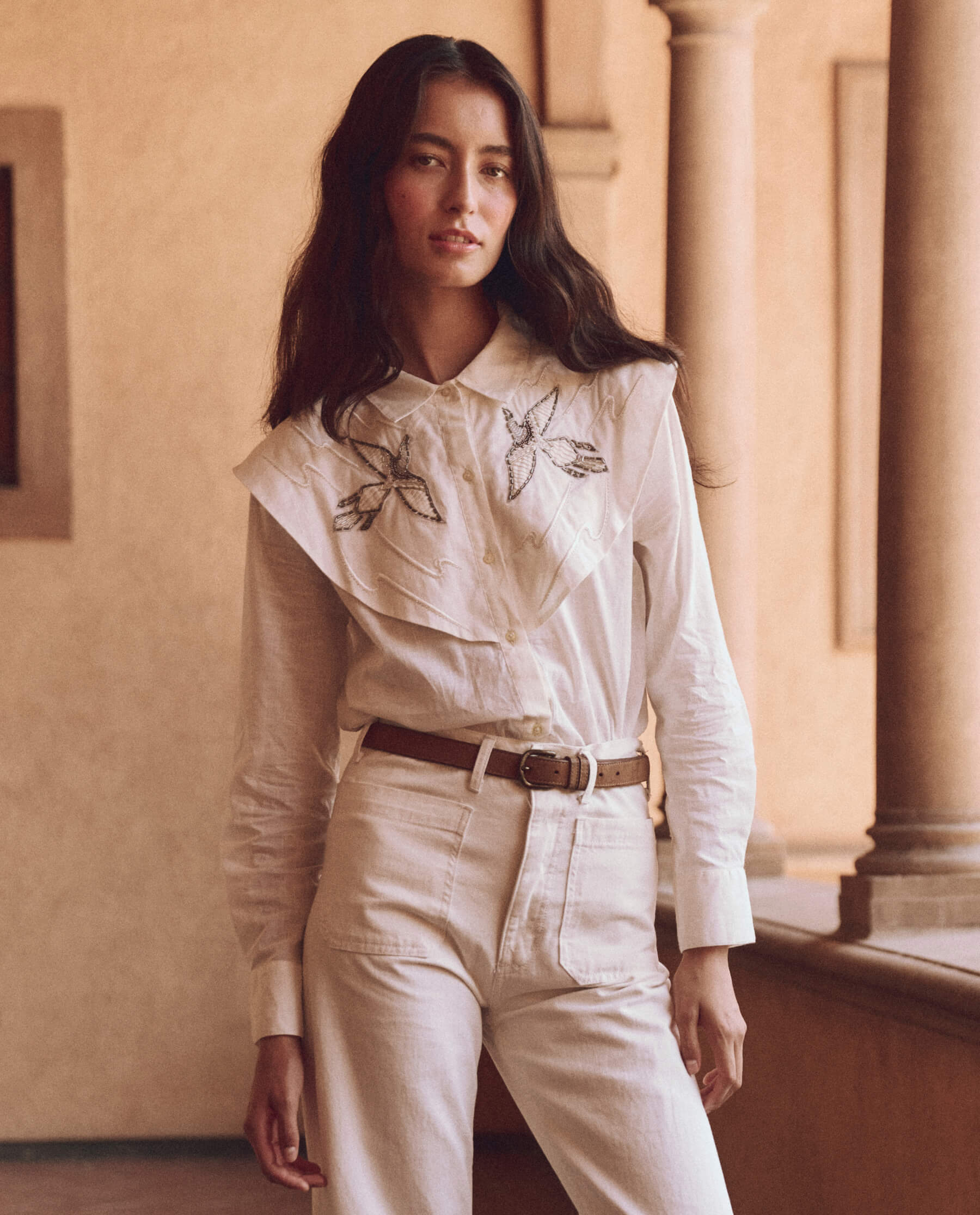 Elegant Beaded Partridge Blouse in Cream - Perfect for Casual Outings, Office Wear & Special Occasions