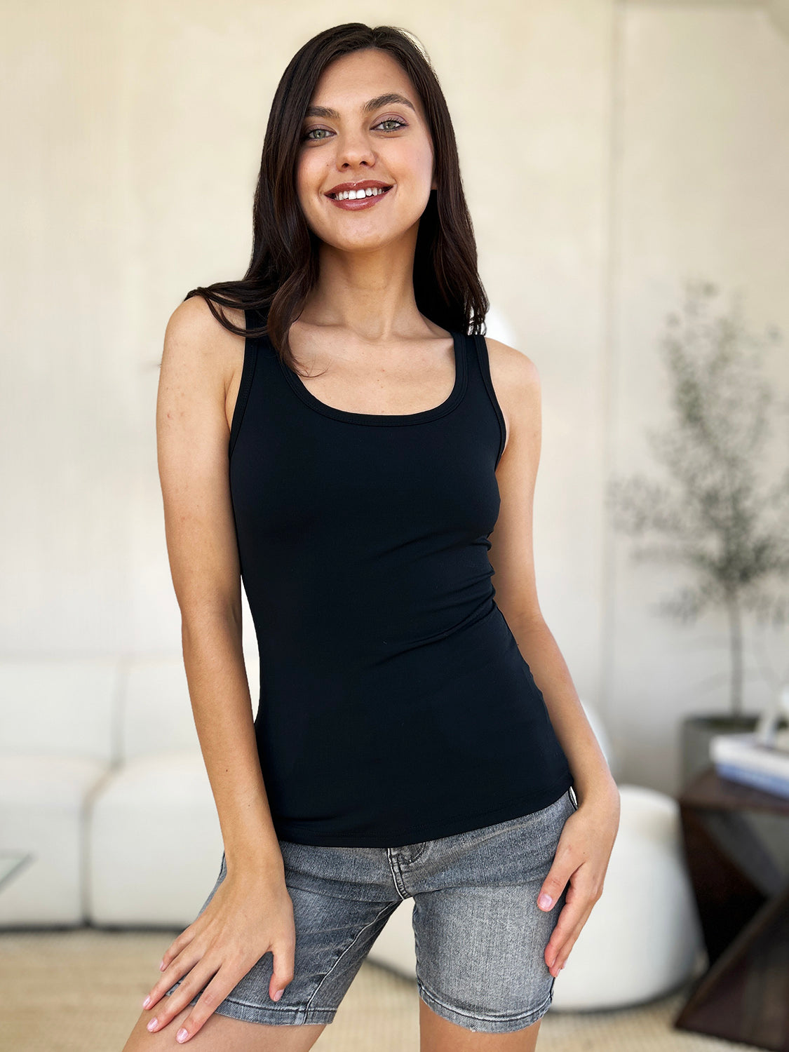 Square Neck Wide Strap Tank Top for Women - Comfortable Summer Casual Sleeveless Shirt - Perfect for Beach, Vacation & Everyday Wear