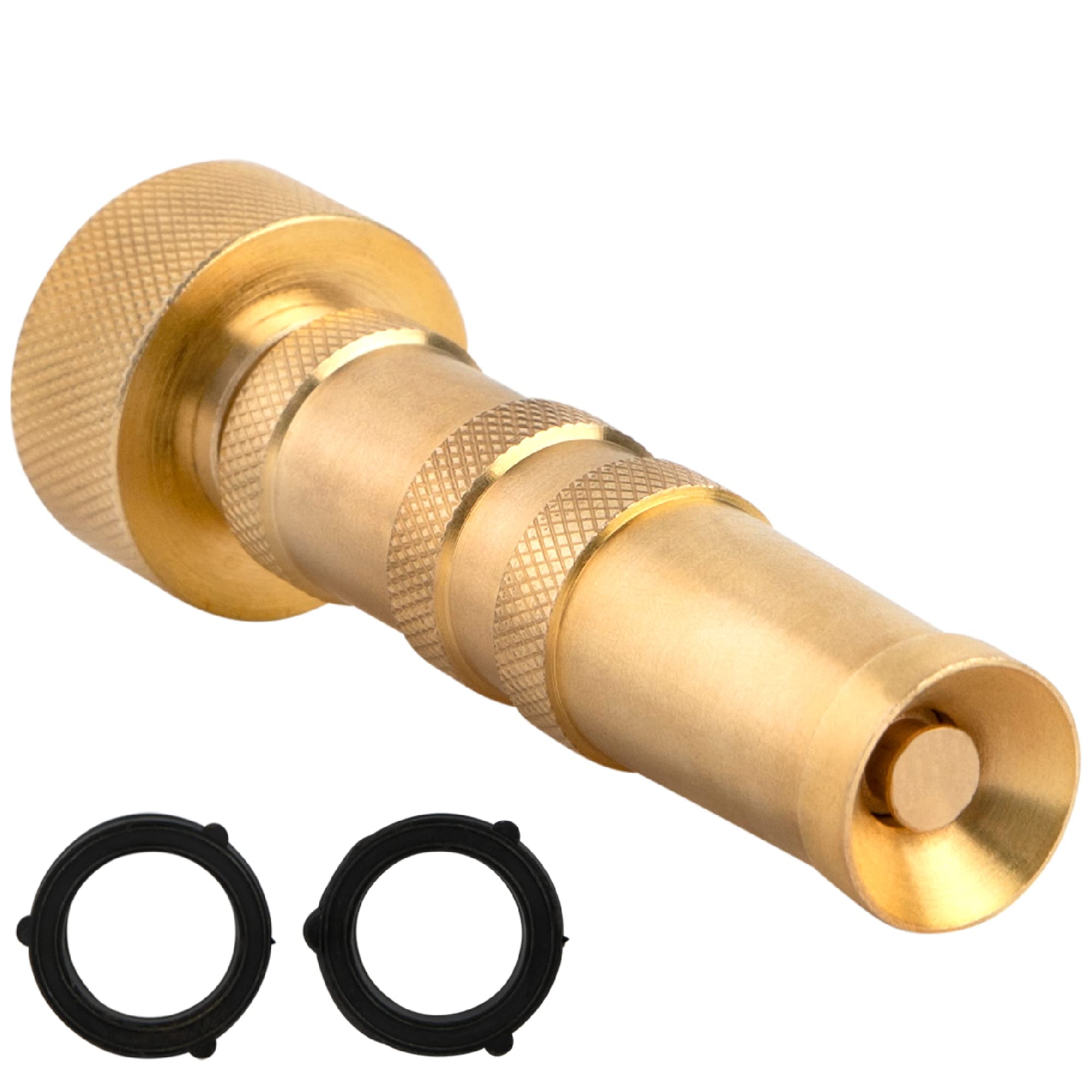 INNAV8 Solid Brass Heavy Duty High Pressure Hose Nozzle - Garden Hose Spray Nozzle for Car Washing, Plant Watering & Outdoor Cleaning - Easy Twist Brass Water Sprayer for Home & Garden Use