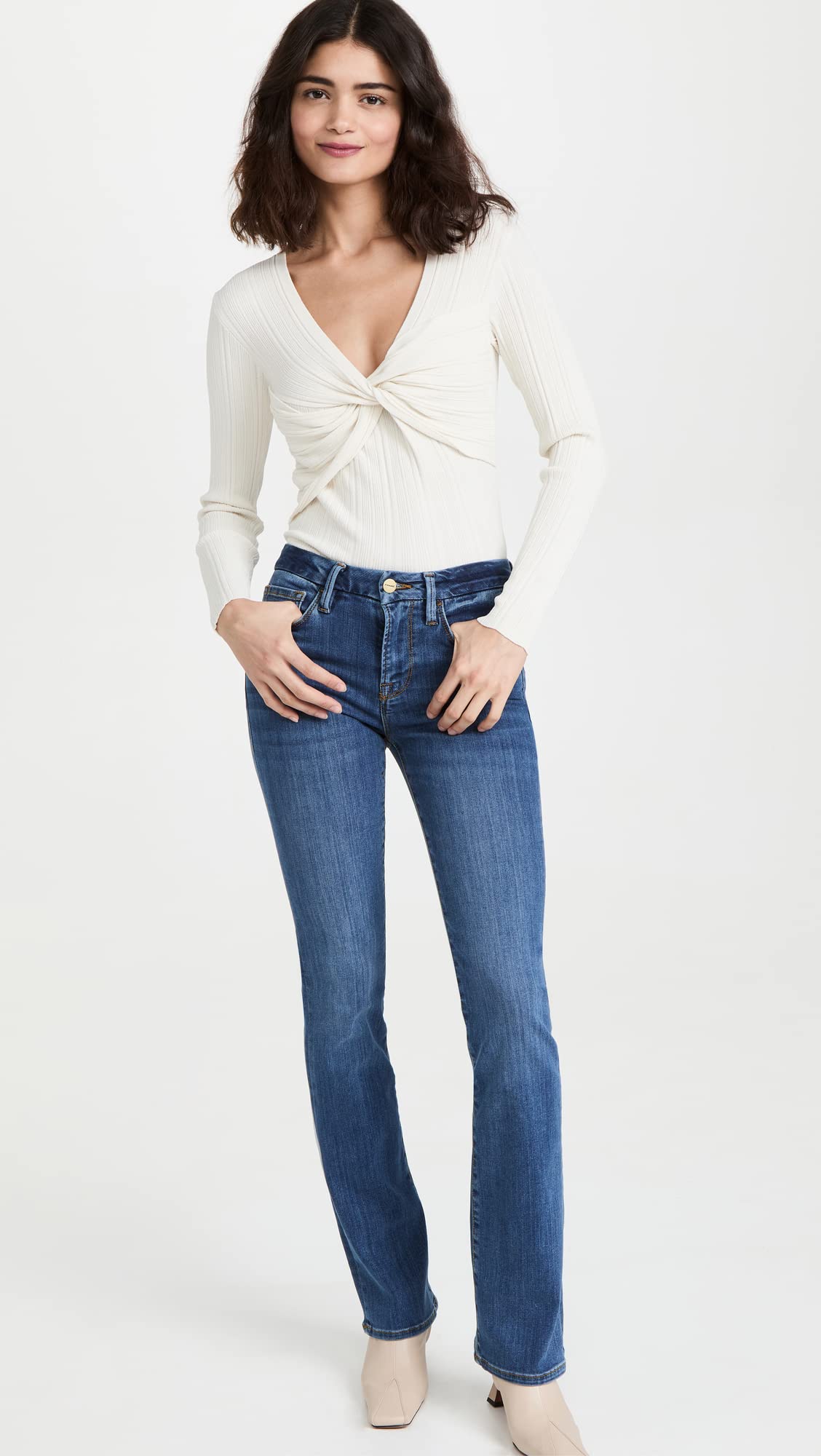FRAME Women's Boot Cut Jeans - High Waist Stretch Denim Pants for Casual & Work Wear | Perfect for Everyday Outfits & Office Style