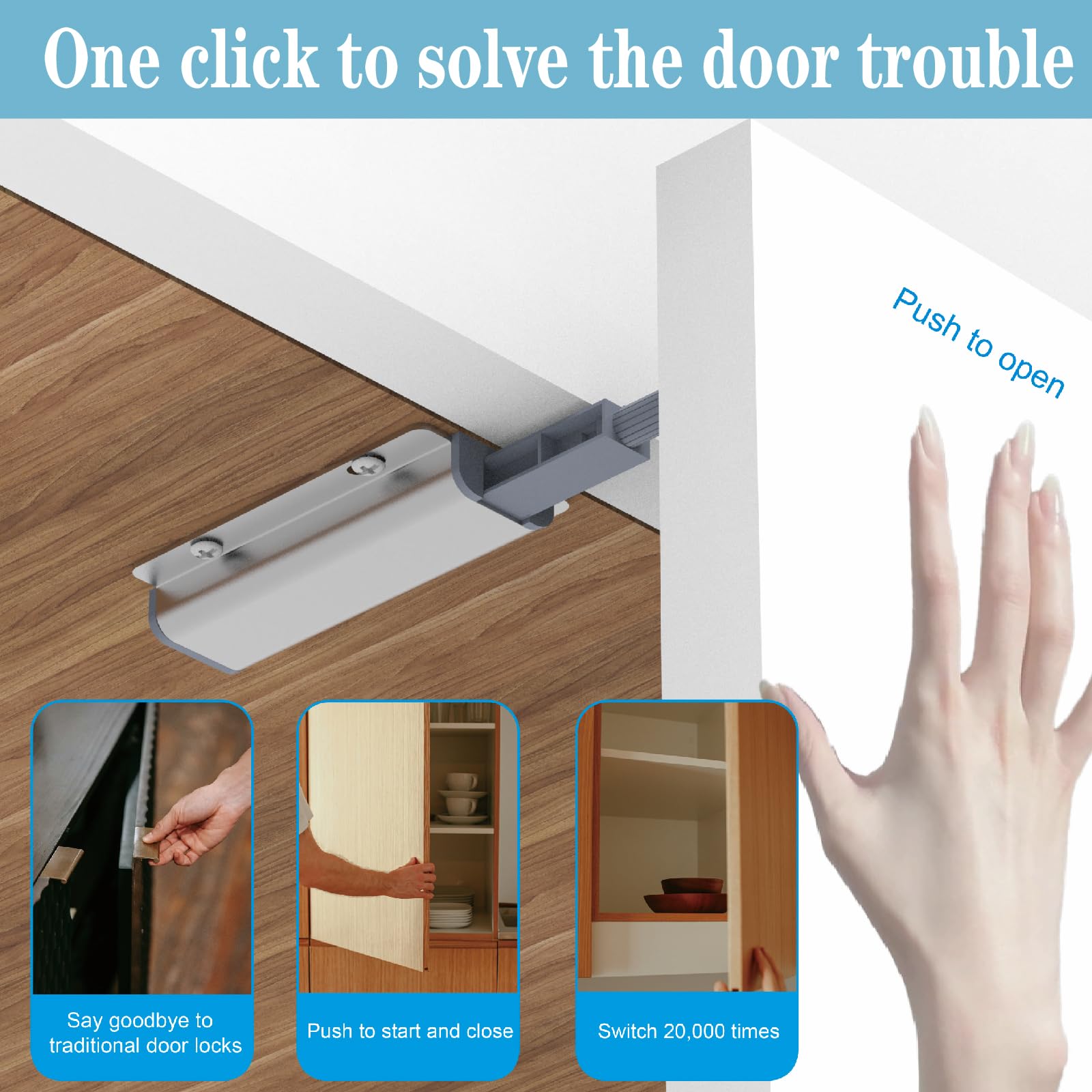 10 Pack Magnetic Push to Open Door Latch - Cabinet Hardware for Closet, Kitchen, Wardrobe & Drawers | Easy Touch Release for Smooth Silent Operation