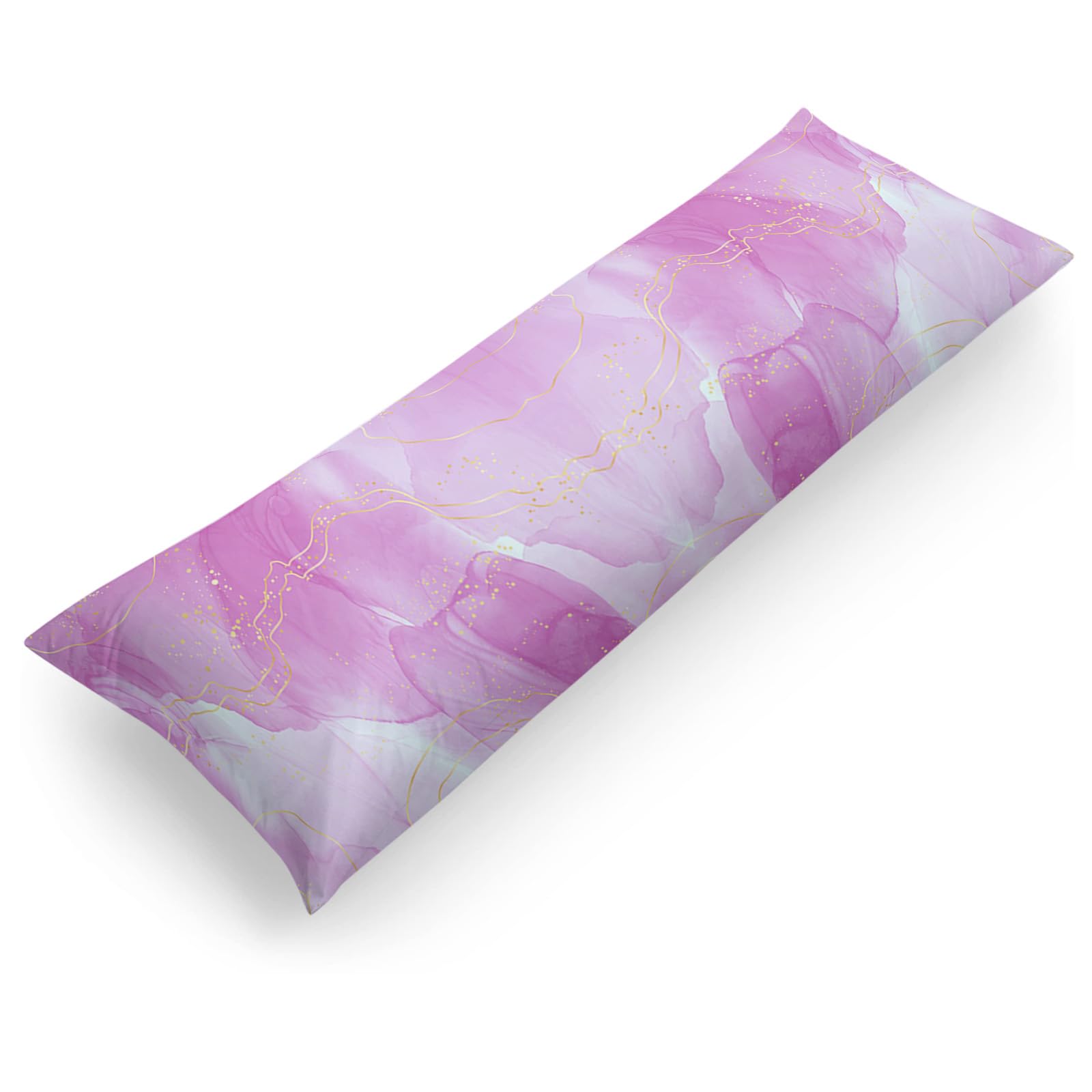Luxury Soft Body Pillow Cover with Zipper - 20x54 Inch Ombre Marble Pink Geometric Design for Adults & Teens - Perfect for Bedroom, Sofa, Dorm & Travel Comfort