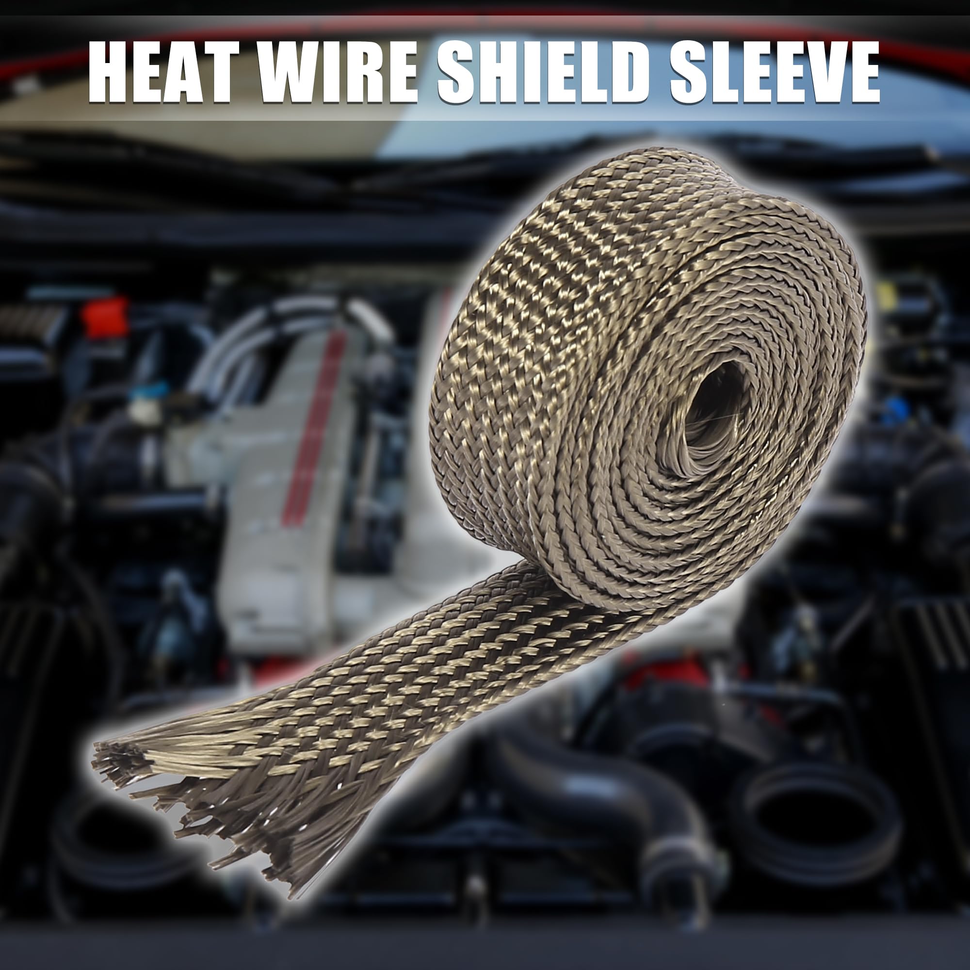 X AUTOHAUX Fiberglass Heat Shield Sleeve - High Temperature Wire Protection (3.2ft, 12mm/1/2