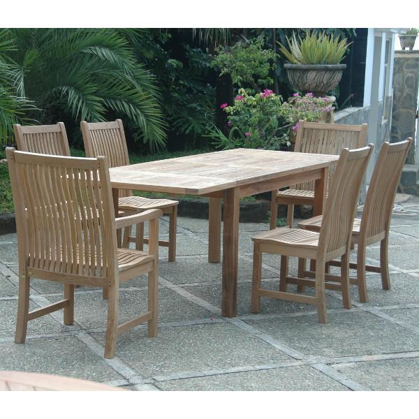 Teak Bahama Chicago 7-Piece Outdoor Dining Set with Chairs - Perfect for Patio, Garden, and Poolside Entertaining